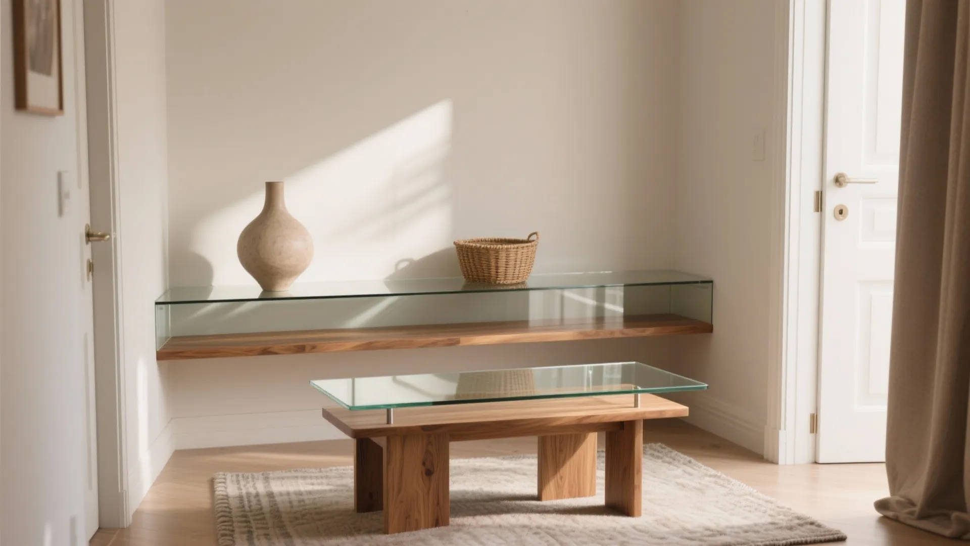 Glass and Wood Mix for Lightness with Warmth