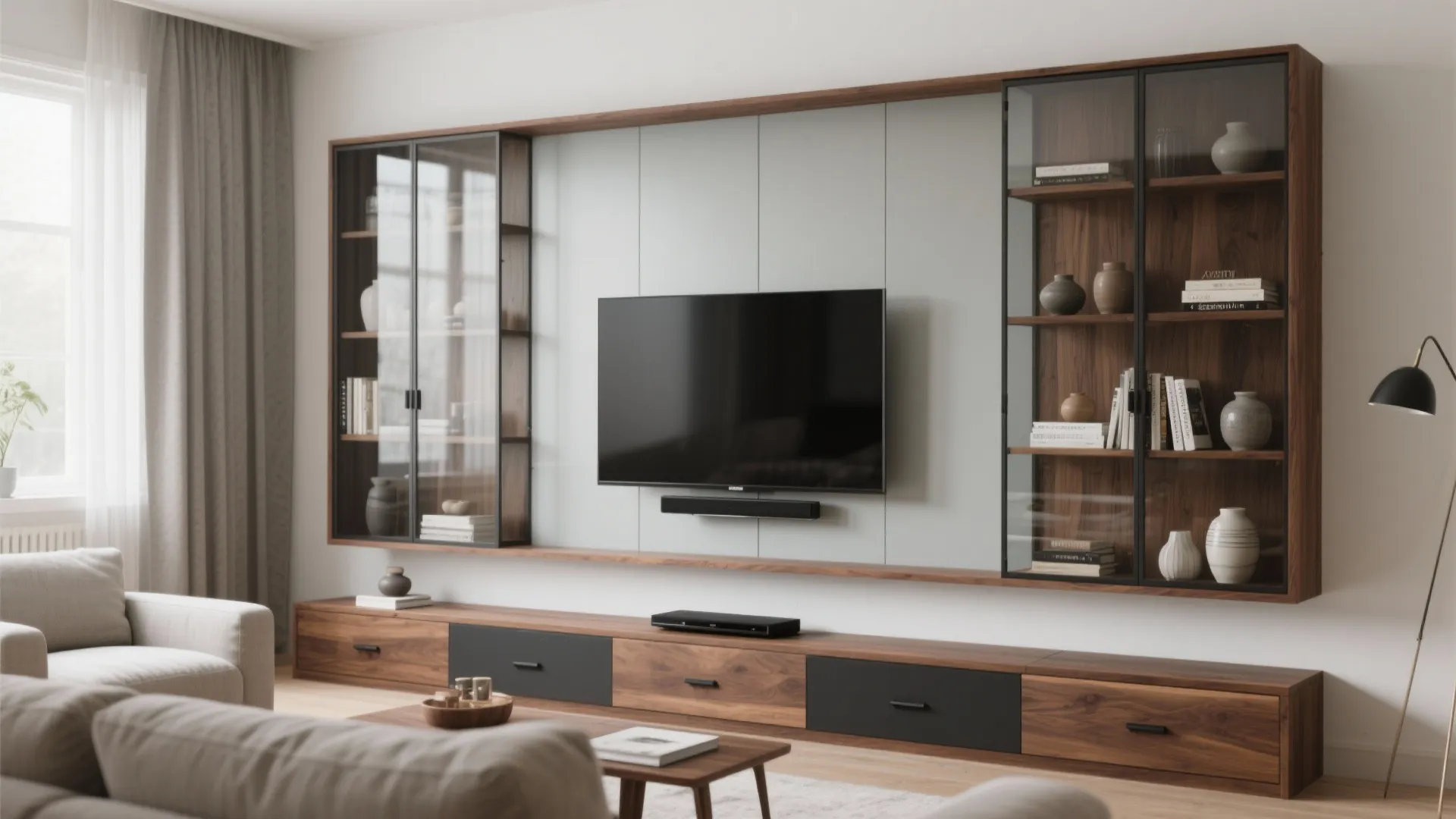 3) Glass + Wood Hybrid for Warmth and Balance