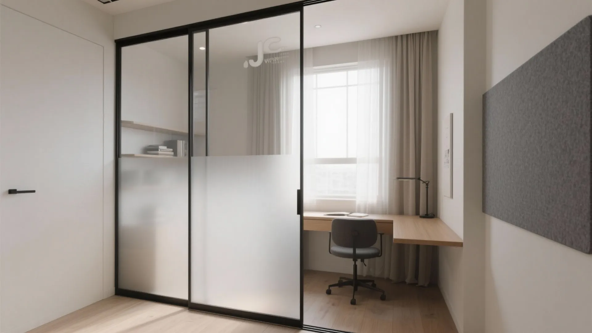 Glass partition zoning for light and quiet