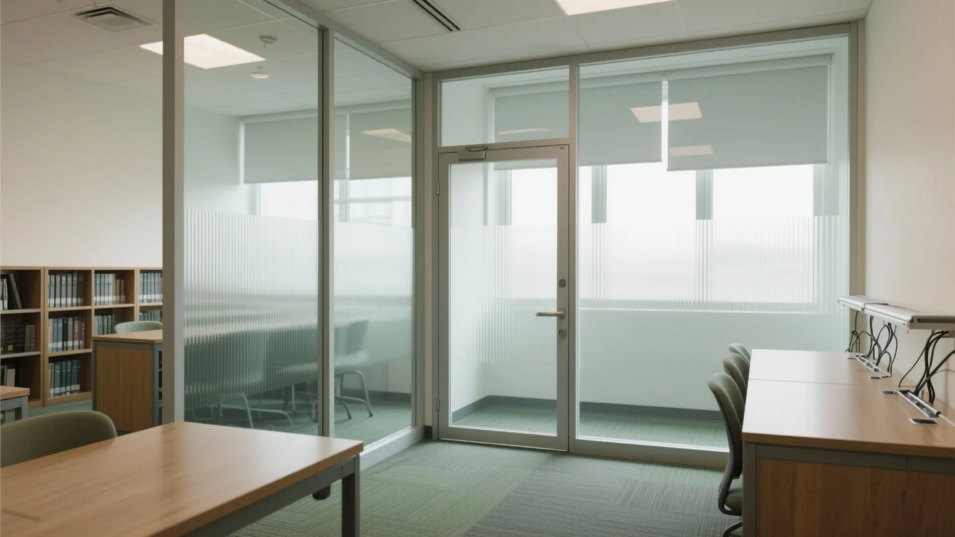 Transparent zones with glass partitions