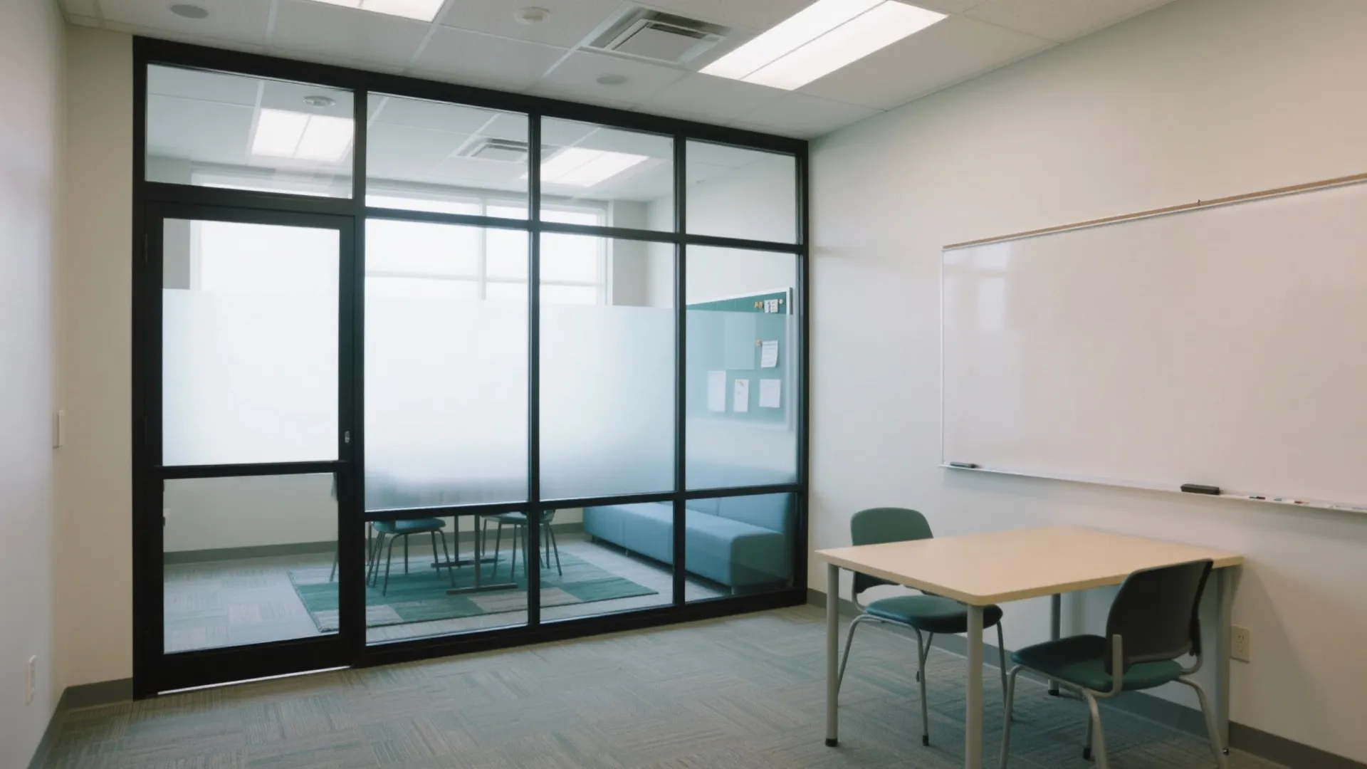 Glass partitions with soft zoning