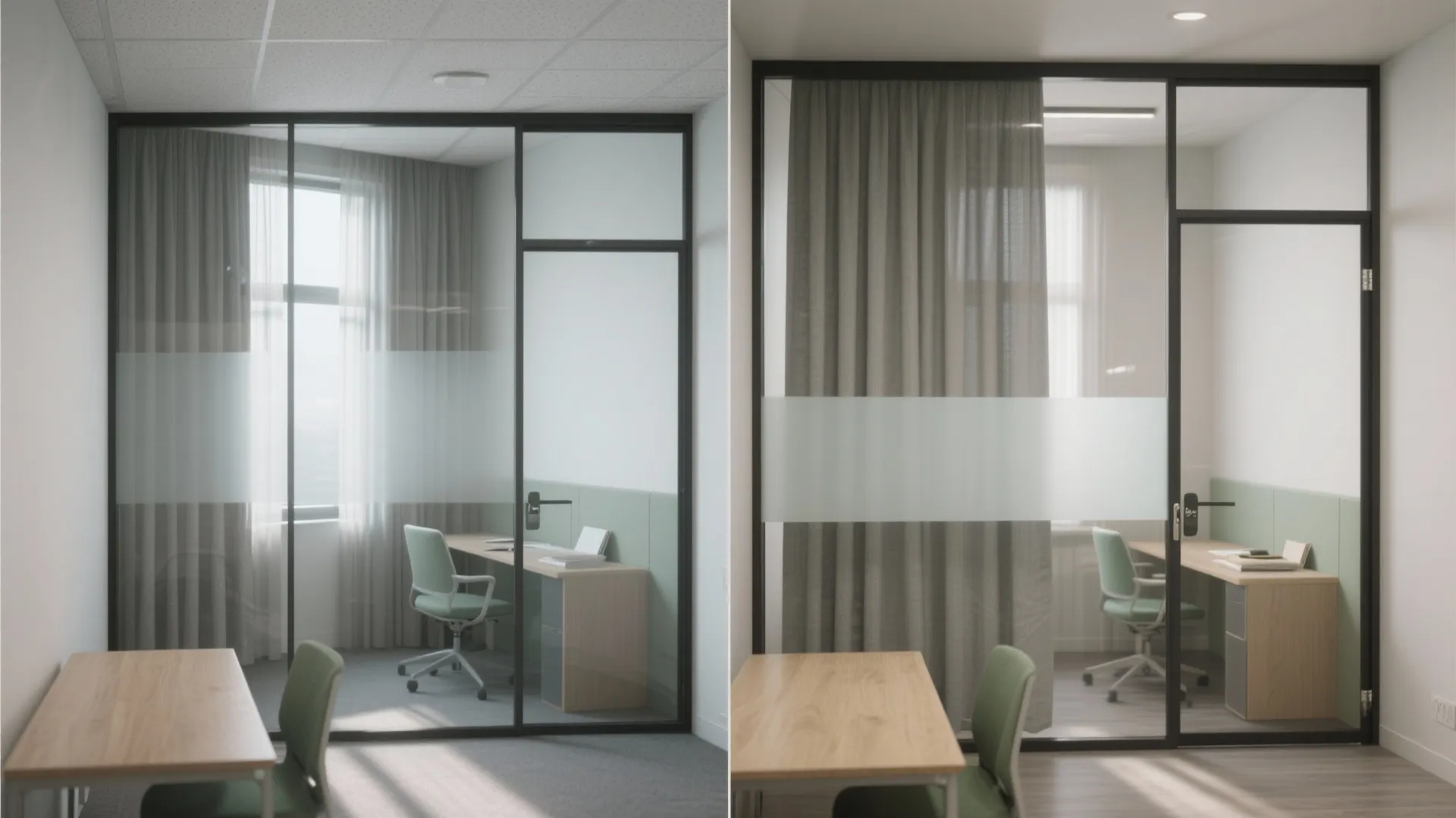 Transparent zoning with glass and soft layers