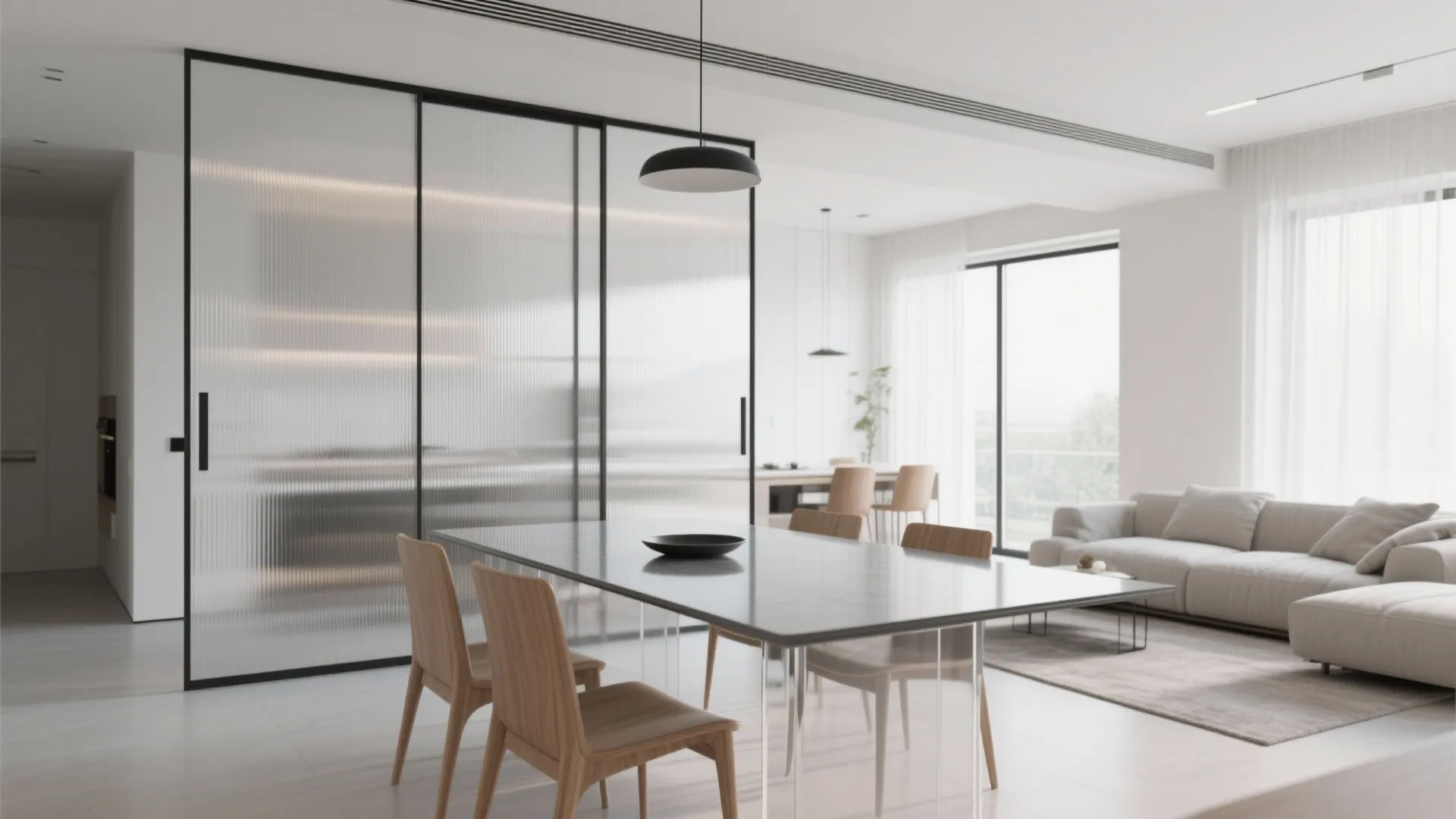 Transparent zoning with glass screens