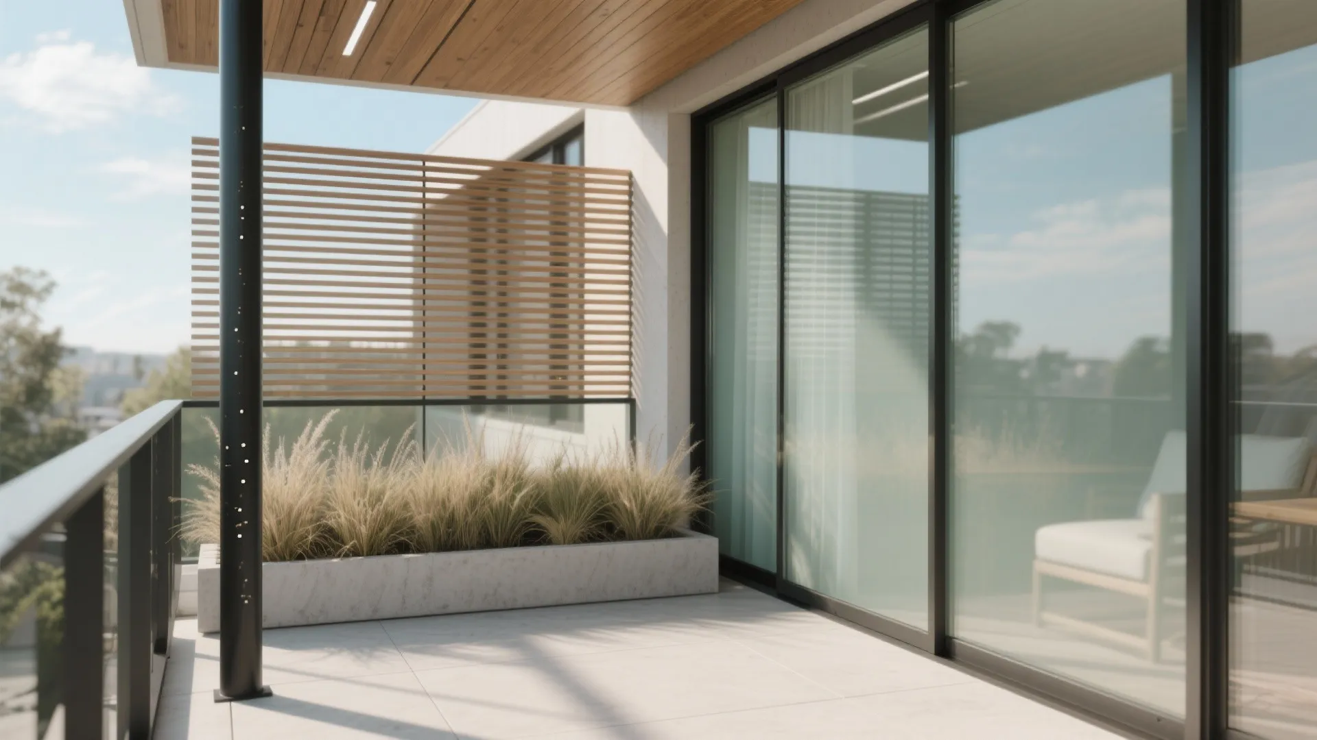 Glazed and Slatted Screens for Privacy and Airflow