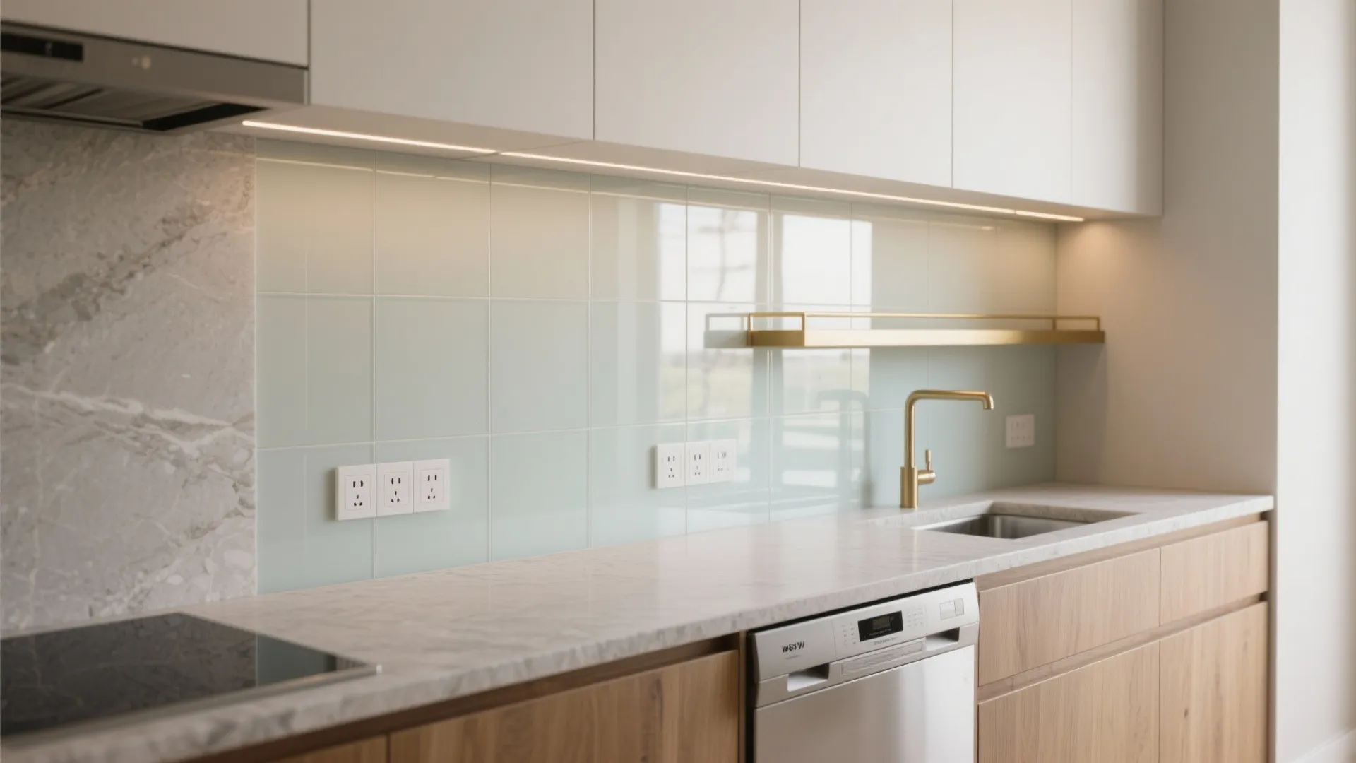 Glazed Backsplash for Airy Light