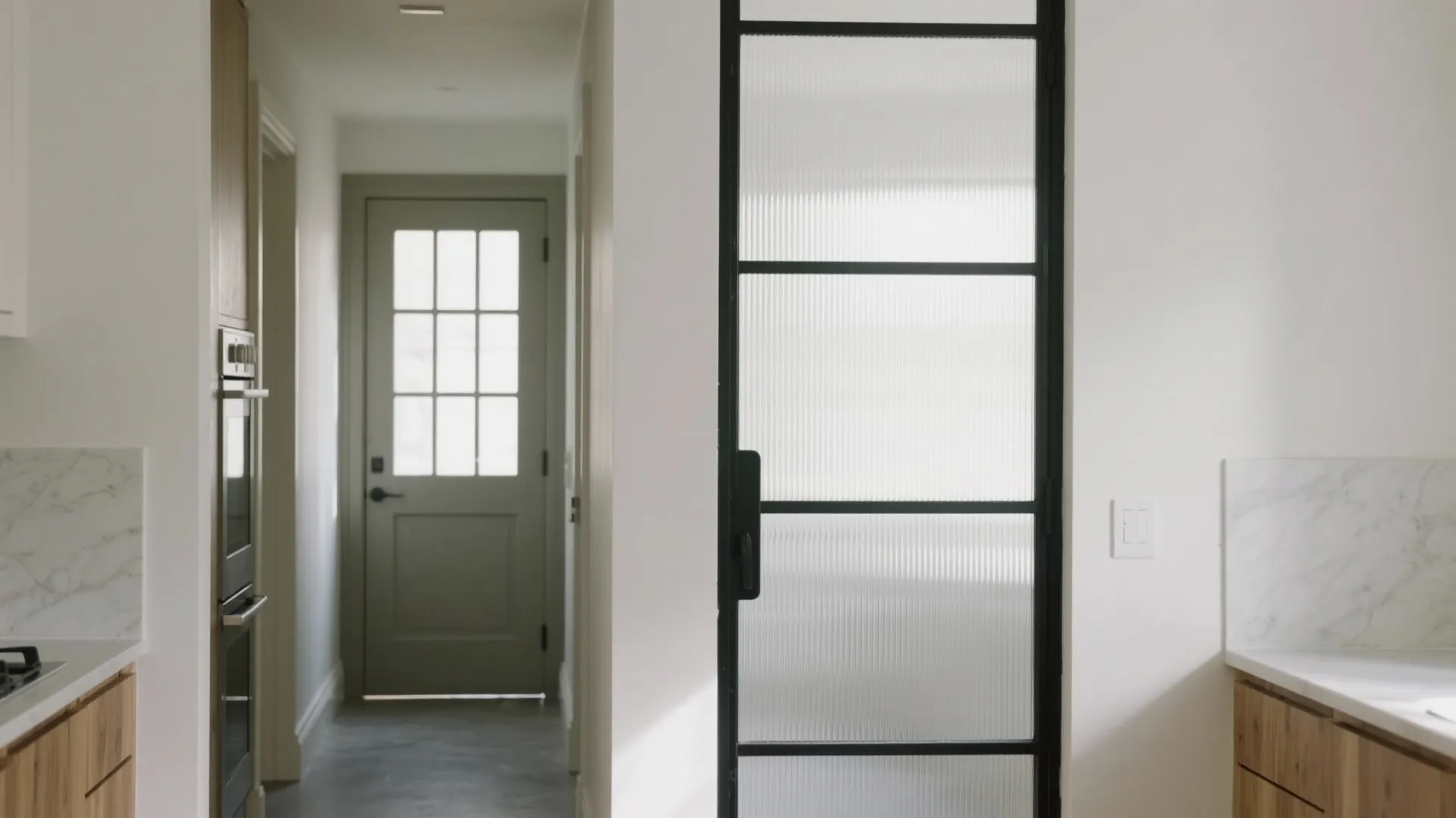 3) Borrow the light: reeded glass, clear panels, and transoms