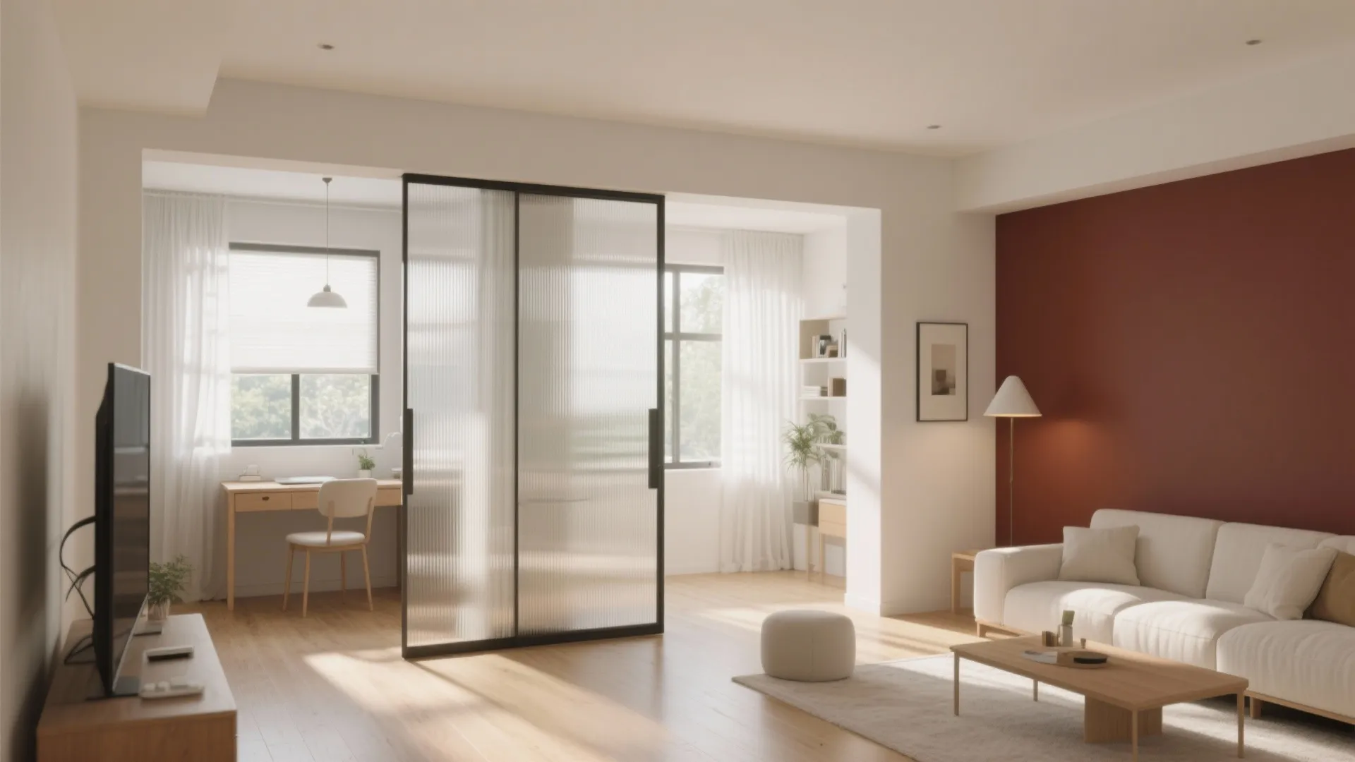 Borrowed light: glazed partitions and bright palettes