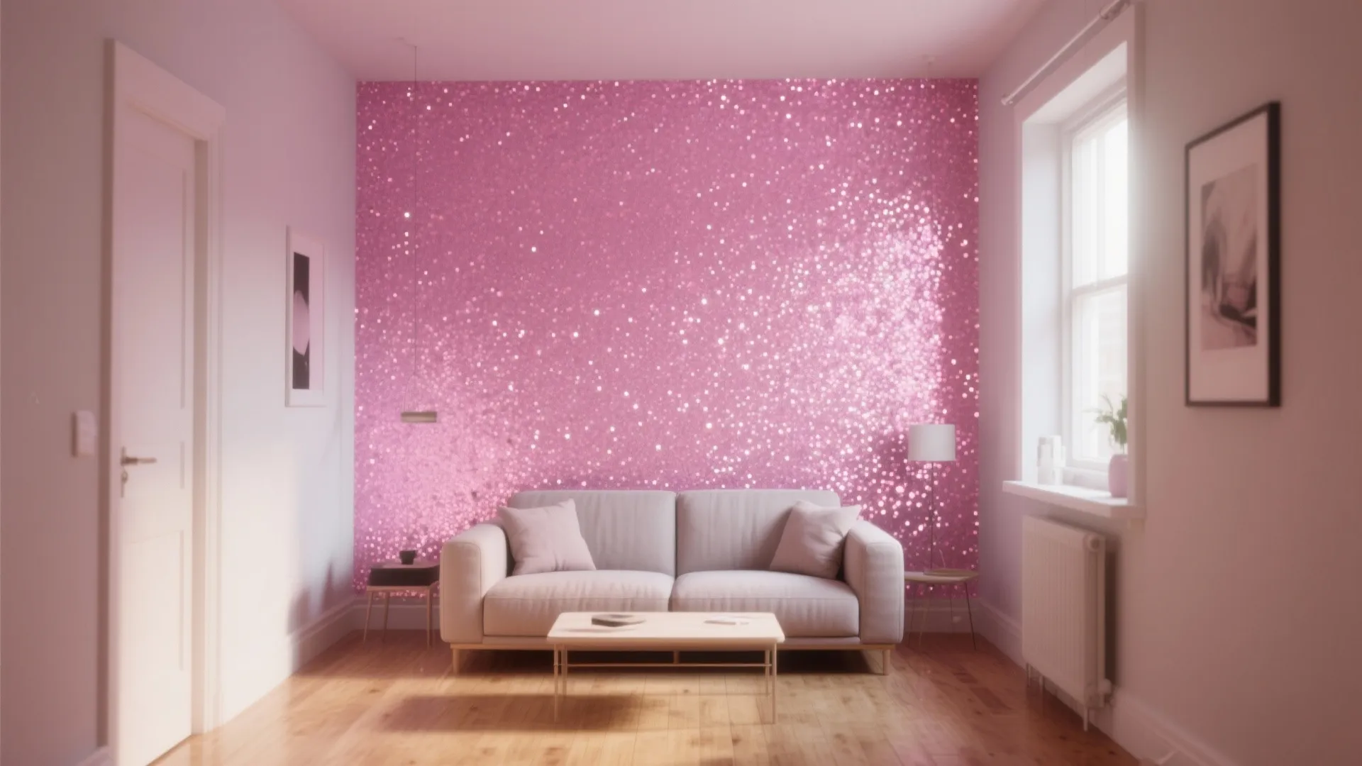 1. Glitter Accent Wall in a Micro Studio