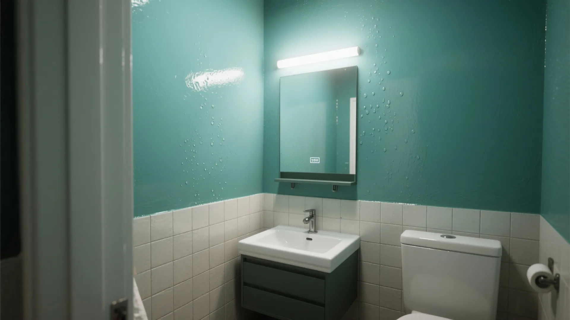 2. Waterproof paint with a high-sheen accent wall