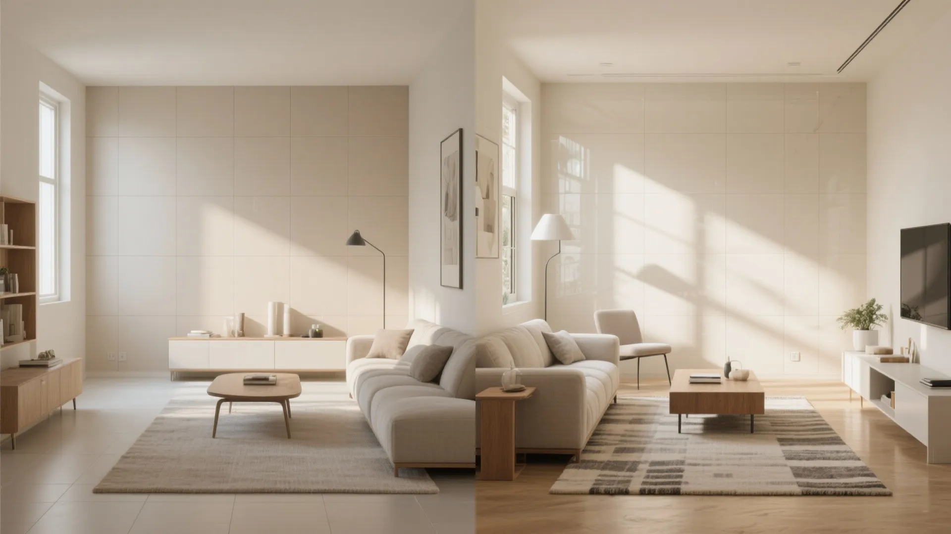 High-Gloss Porcelain or Polished Stone for Brightness