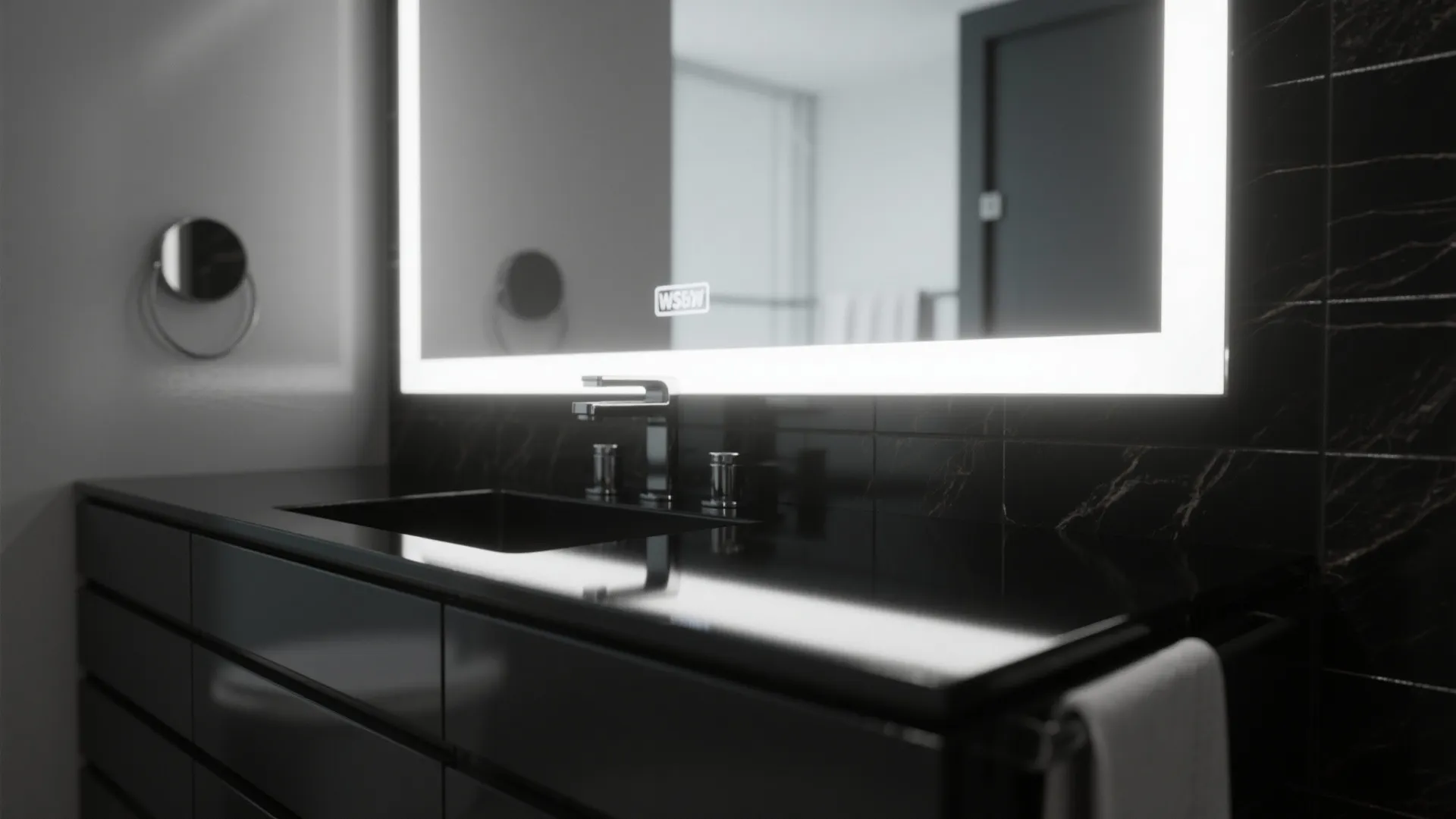 2. High-gloss black with integrated LED mirror