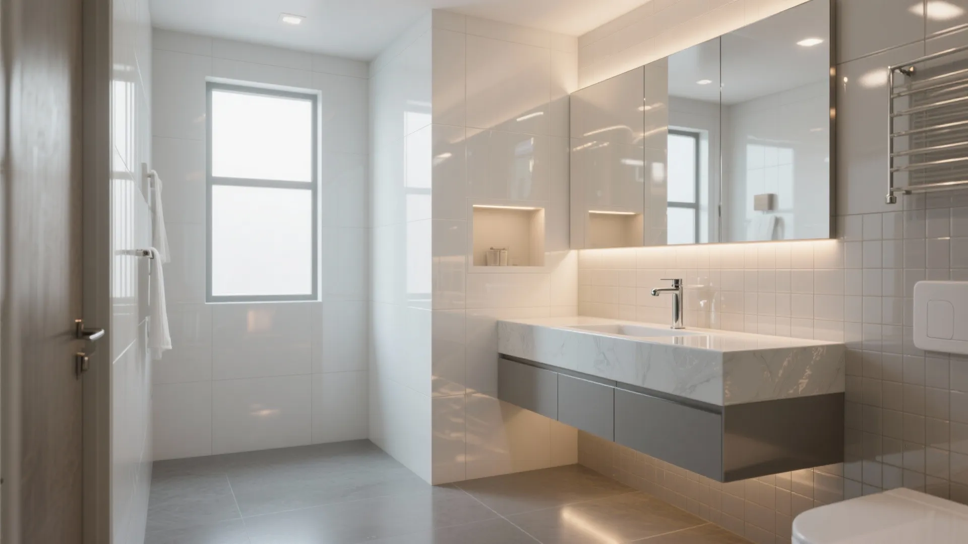 High-gloss epoxy tile coating for light and space