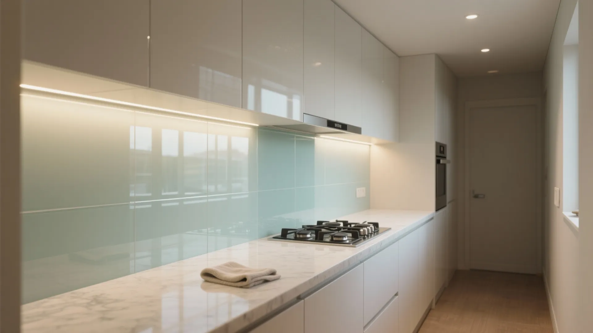 Glossy Backsplash for Light and Easy Cleaning