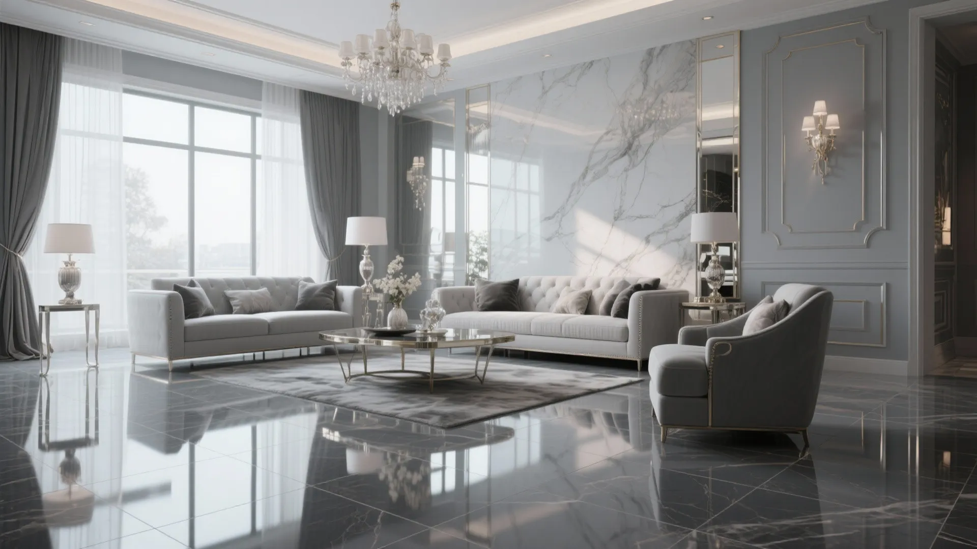 9. Gray Floor with Gloss Finish