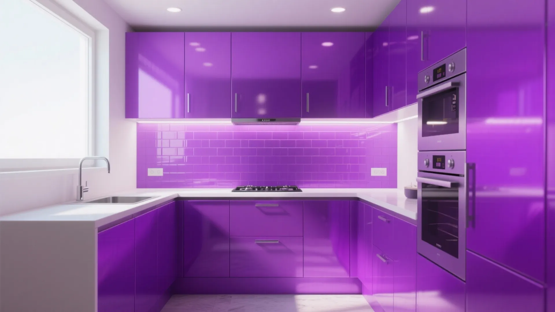 High-Gloss Accent for Small Kitchens