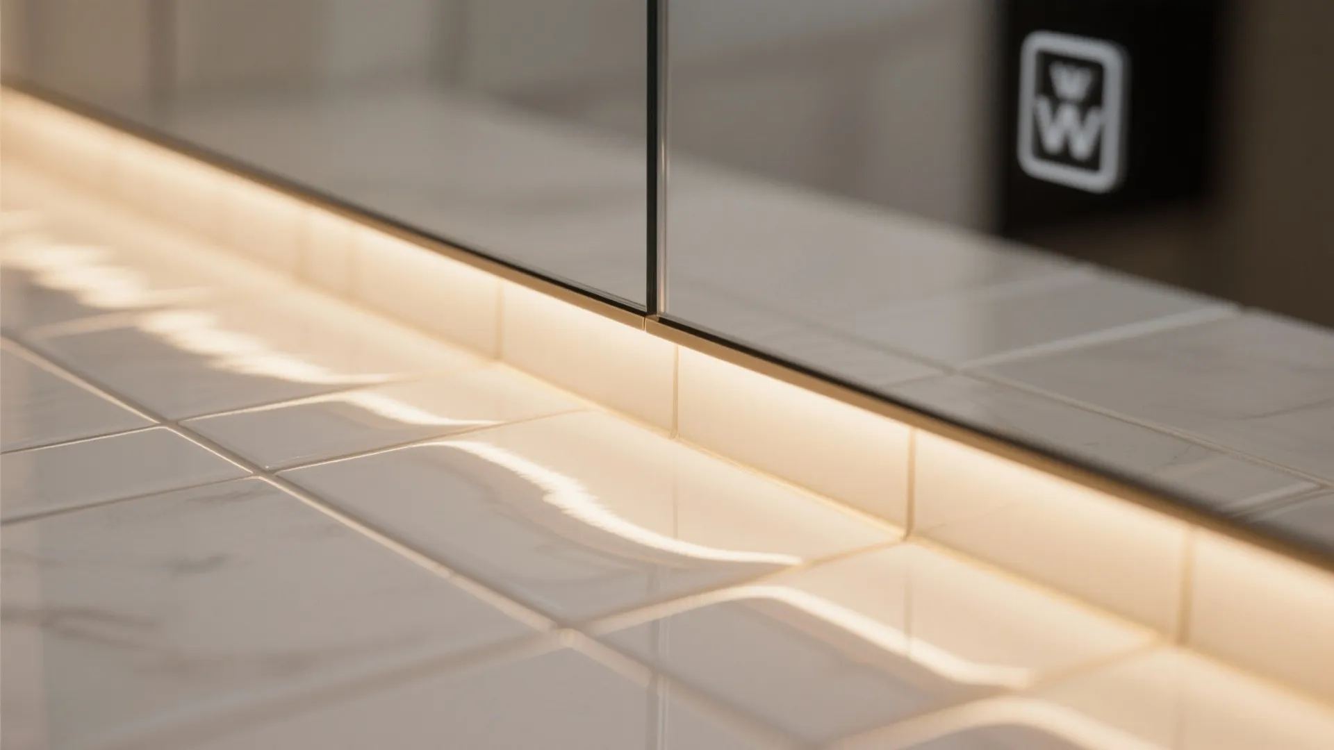 Glossy Tiles + Mirrors to Boost Light