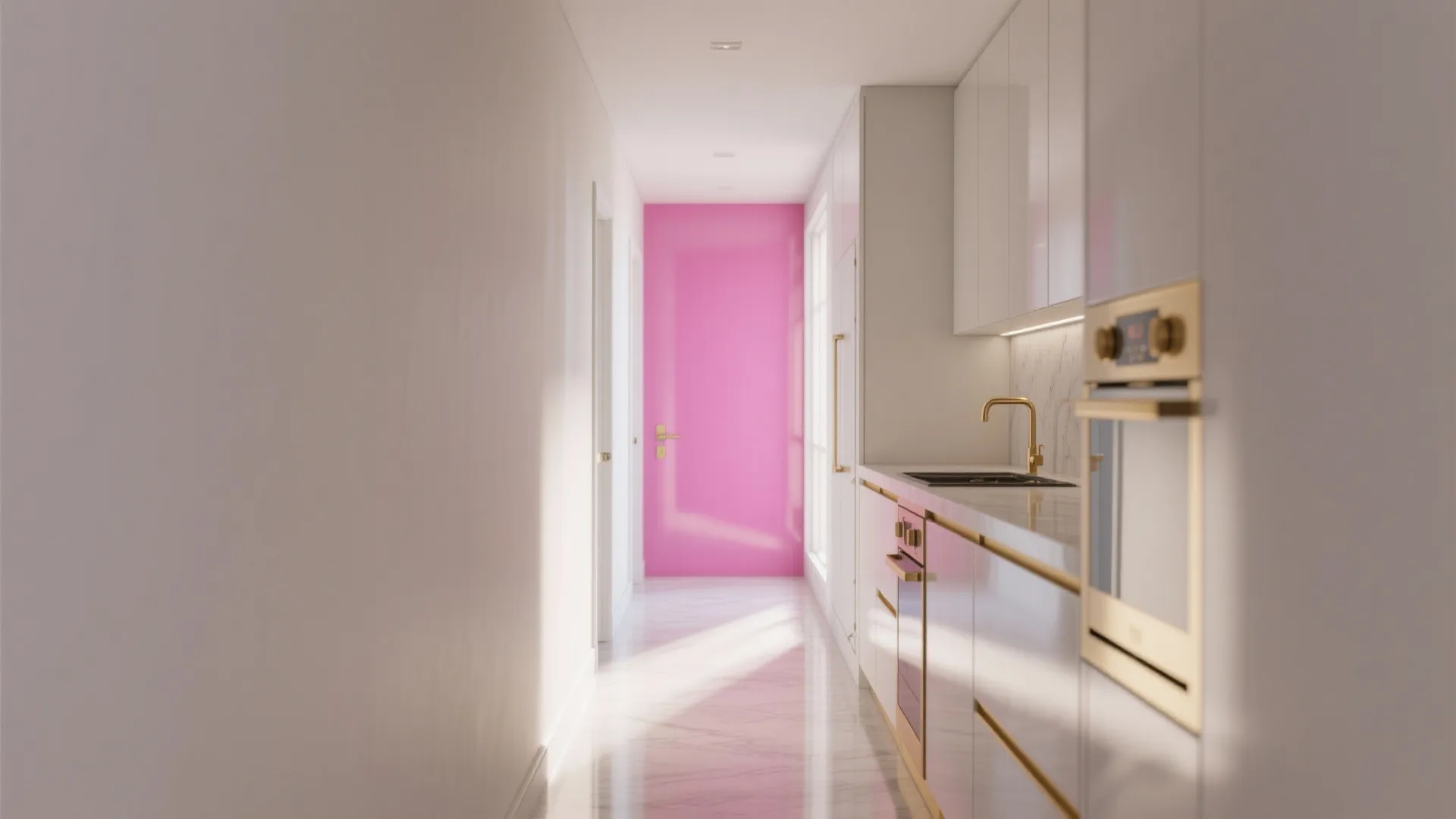 High-Gloss Pink Statement Wall in the Kitchen or Entry