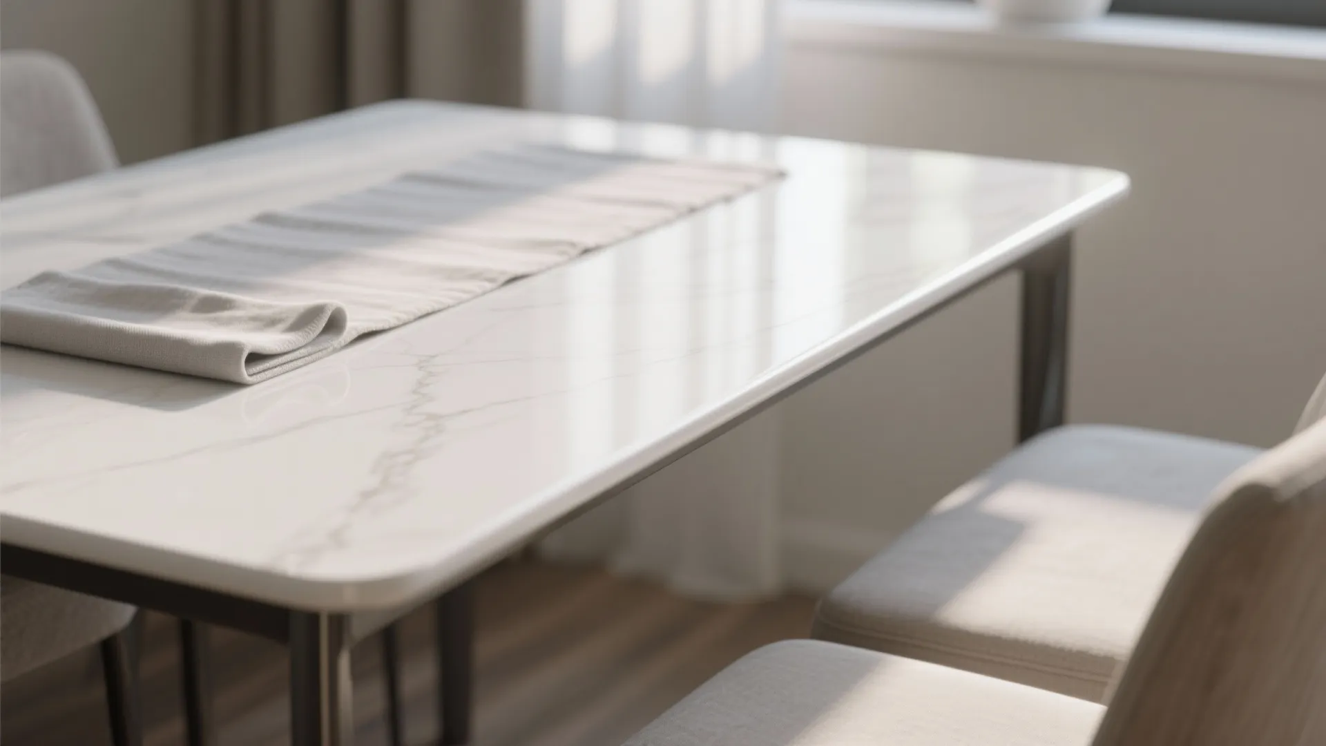 1. Sleek Rectangular Gloss White Table