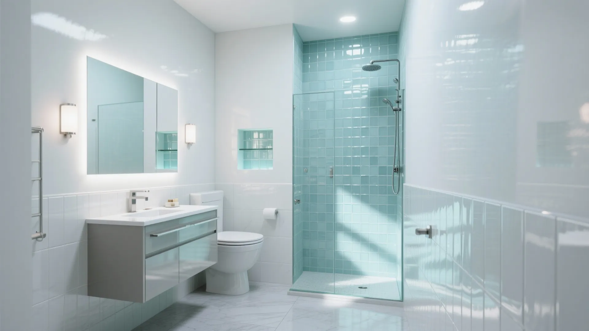 Glass and High-Gloss Tiles for Light Play