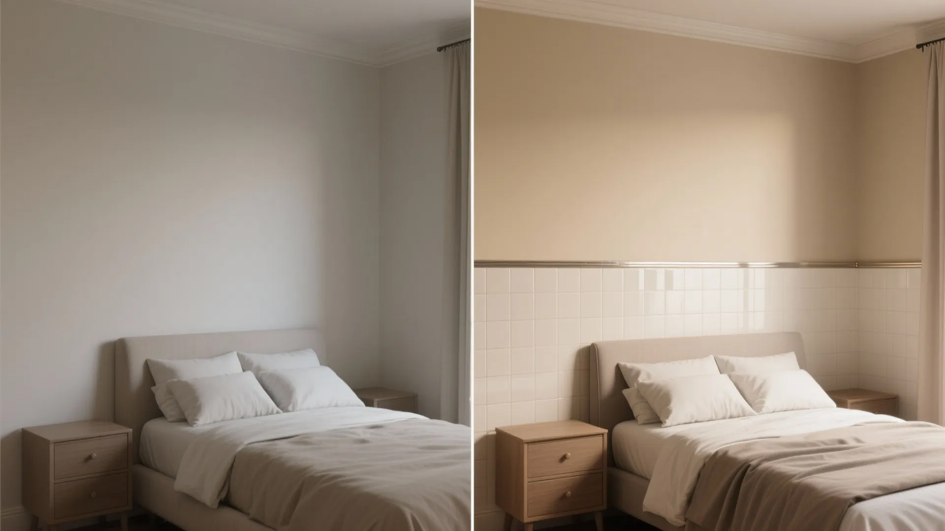 Soft-Gloss Ceramic Wainscoting with a Calm Upper Wall