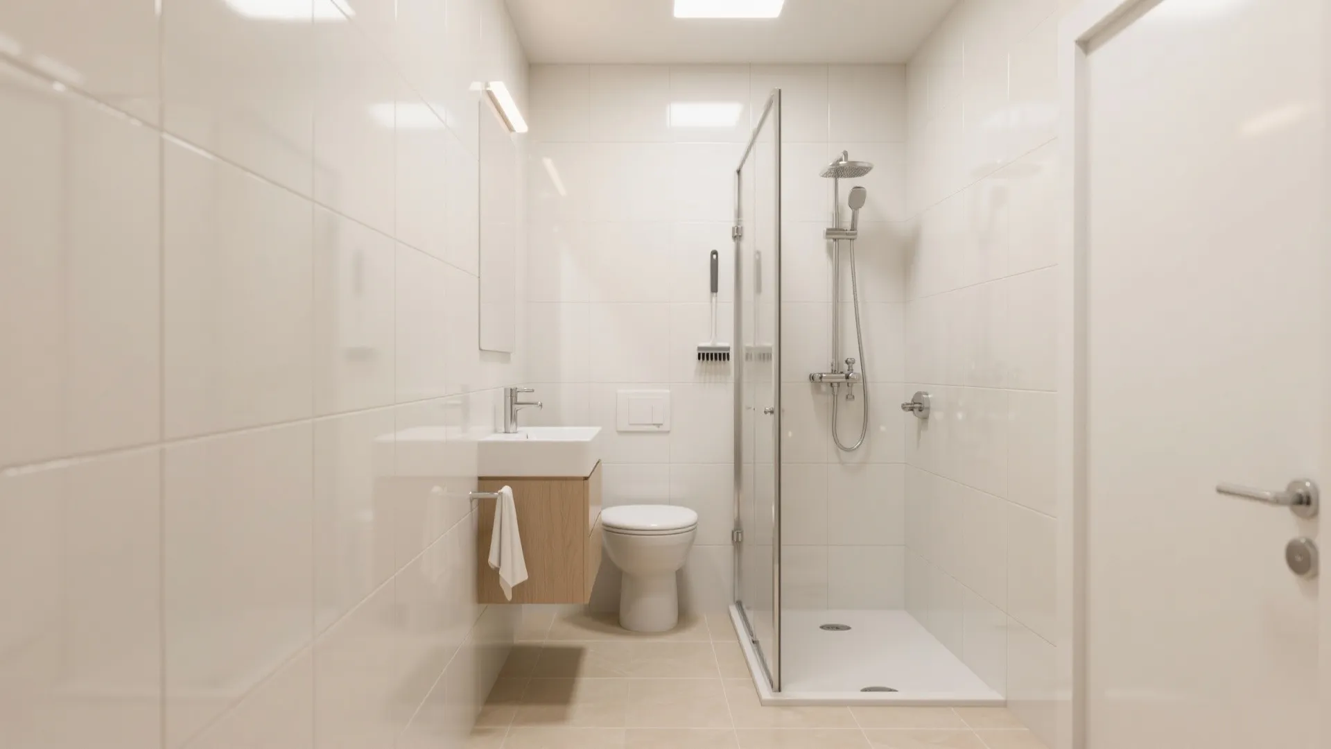 Glossy light walls, matte floors: balanced reflectance