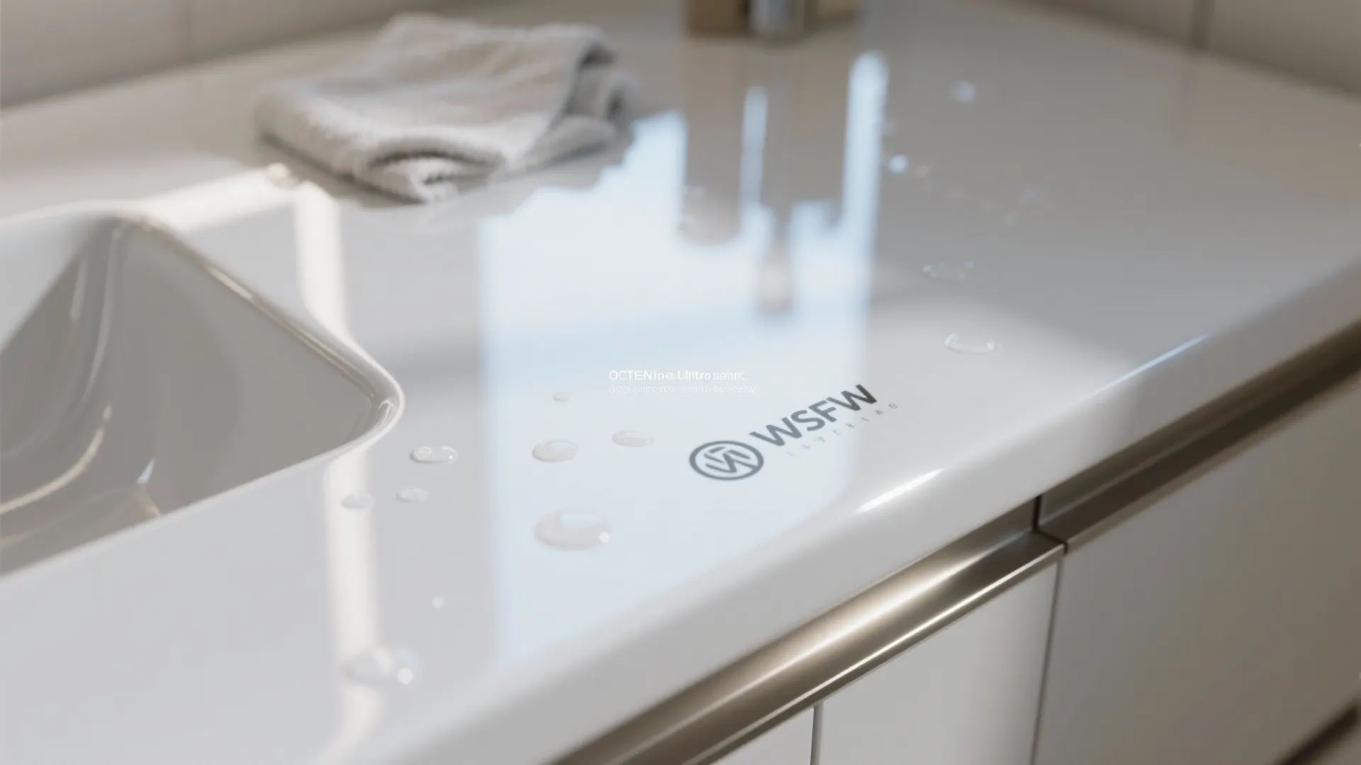 Gloss white high-reflectance vanity for tiny bathrooms