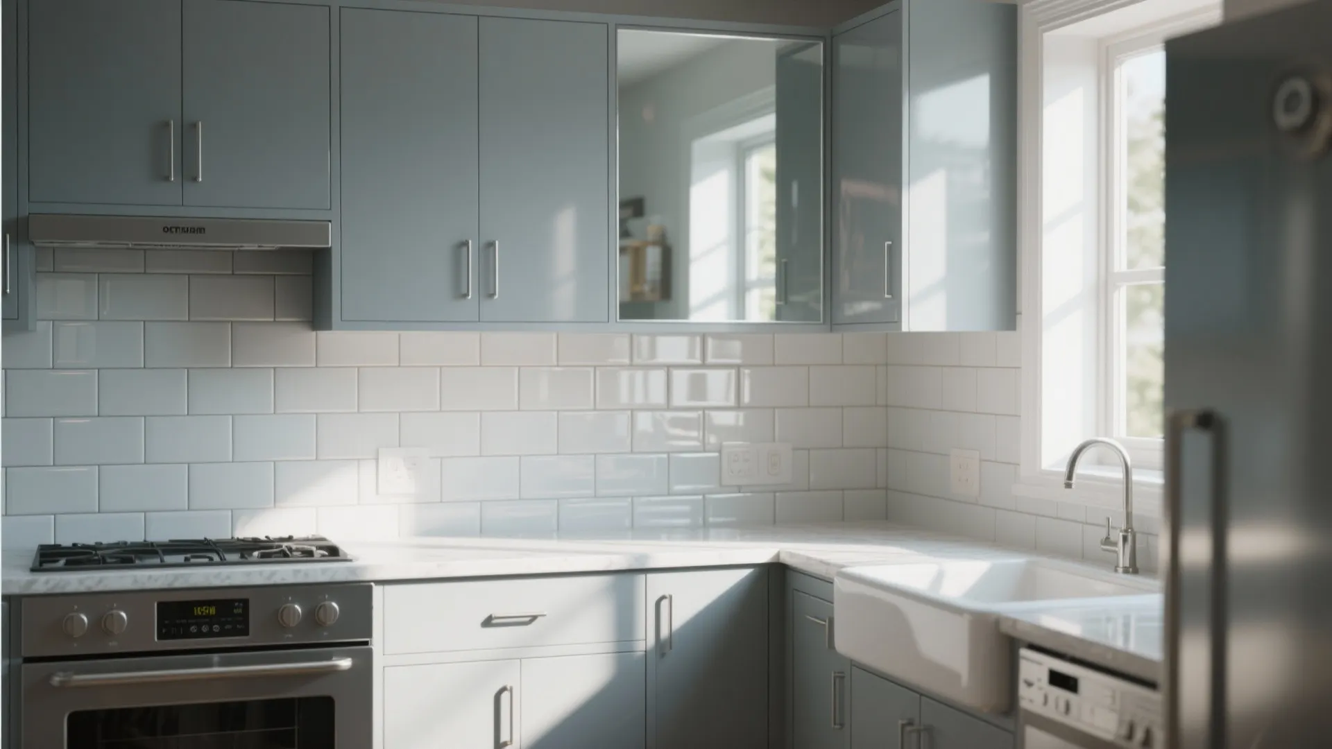 4. Use high gloss backsplashes for reflective bounce