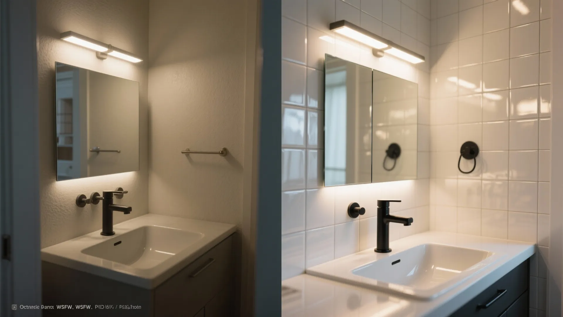Glossy light-bouncing decals to brighten small baths