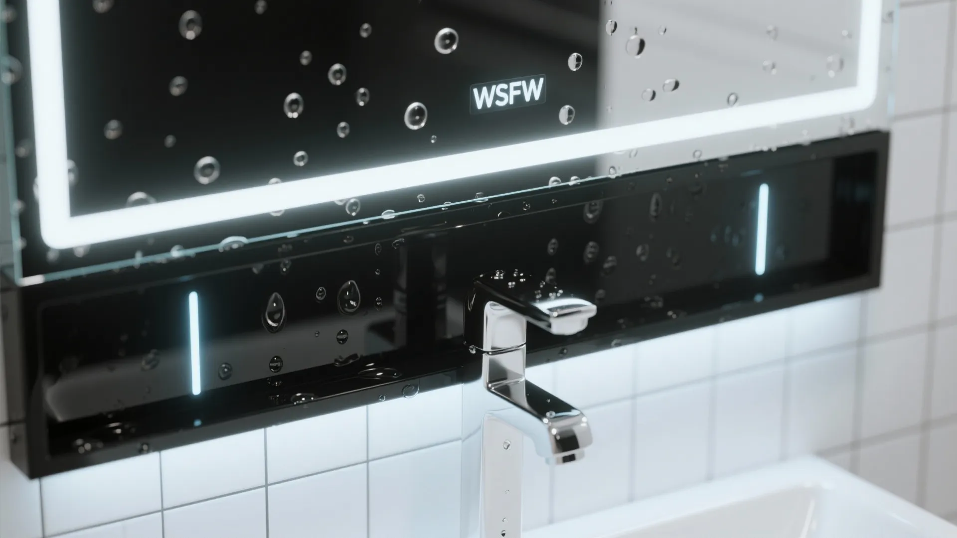 2. High-gloss black vanity with bright hardware