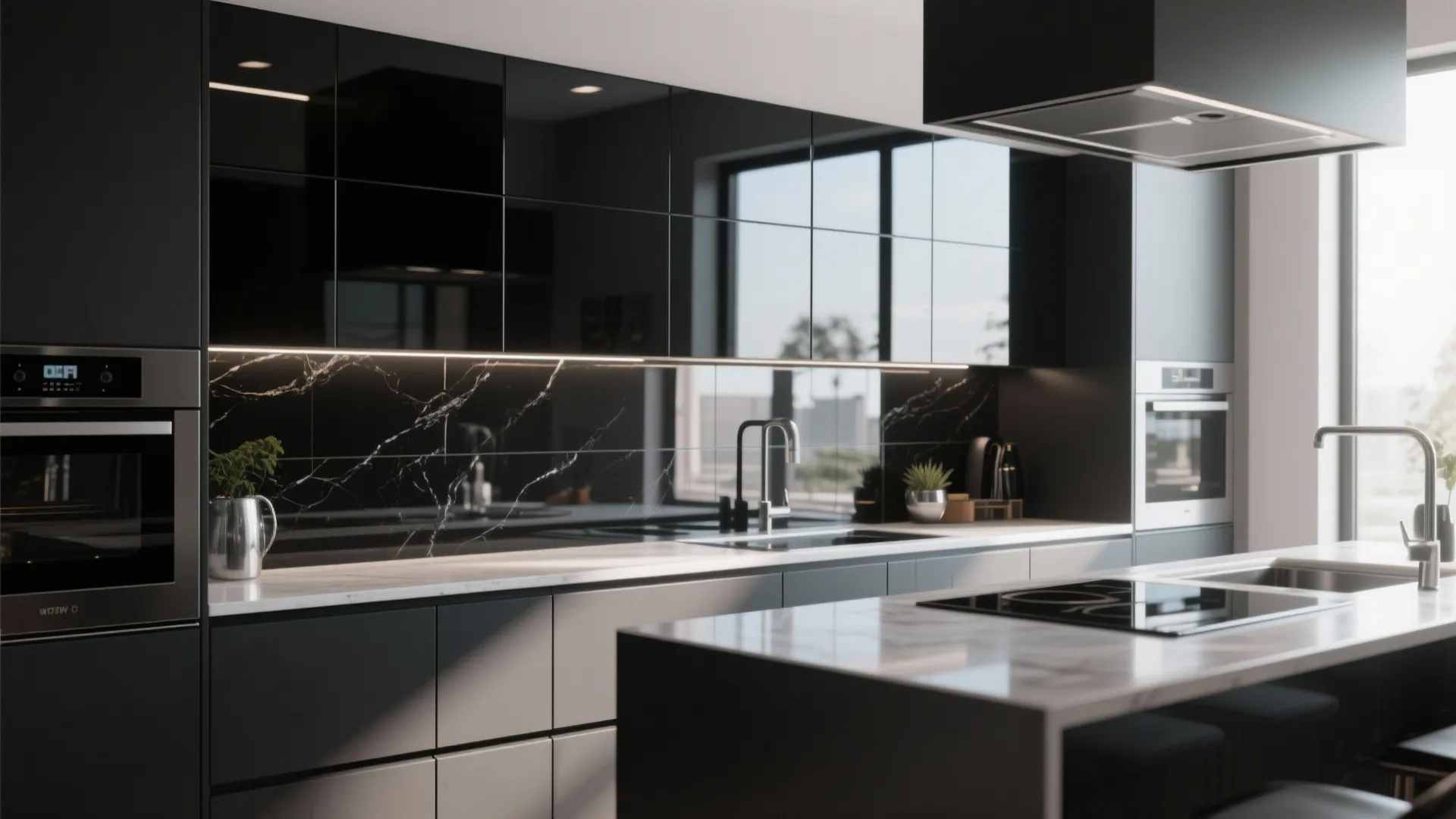 6. Glossy Black Glass Panels