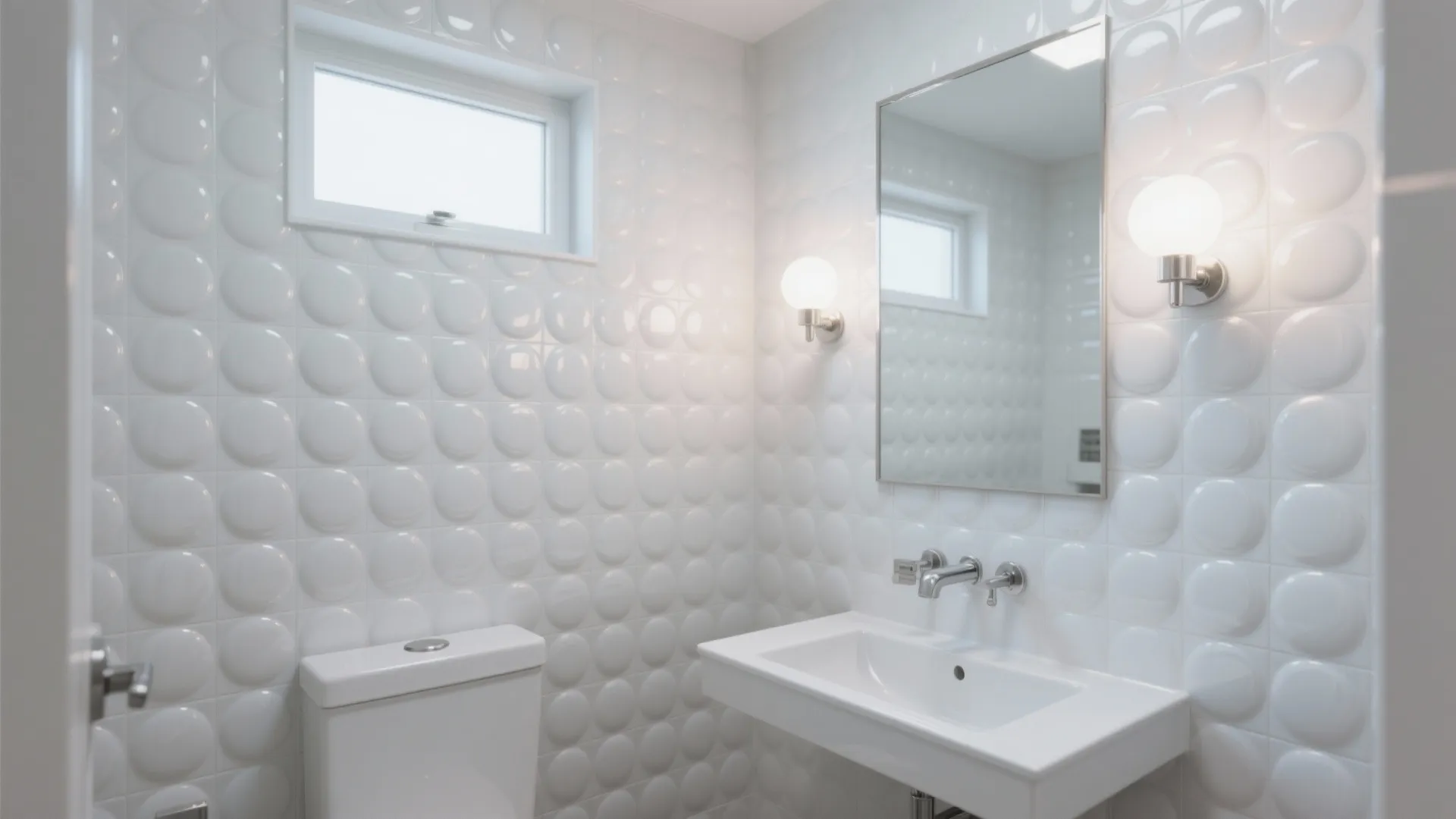 Glossy White Bubble Tiles for Light Play