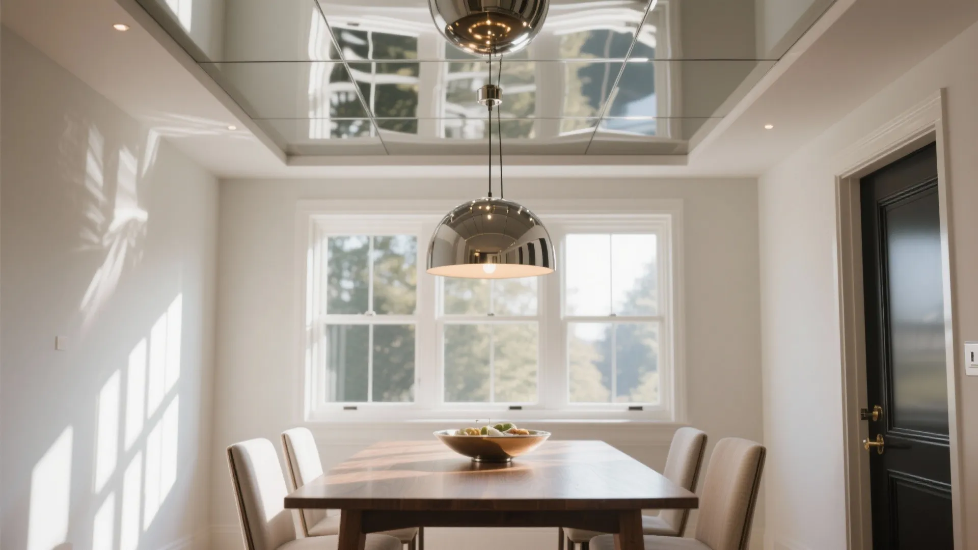 5. Mirrored or High-Gloss Ceiling for Brightness