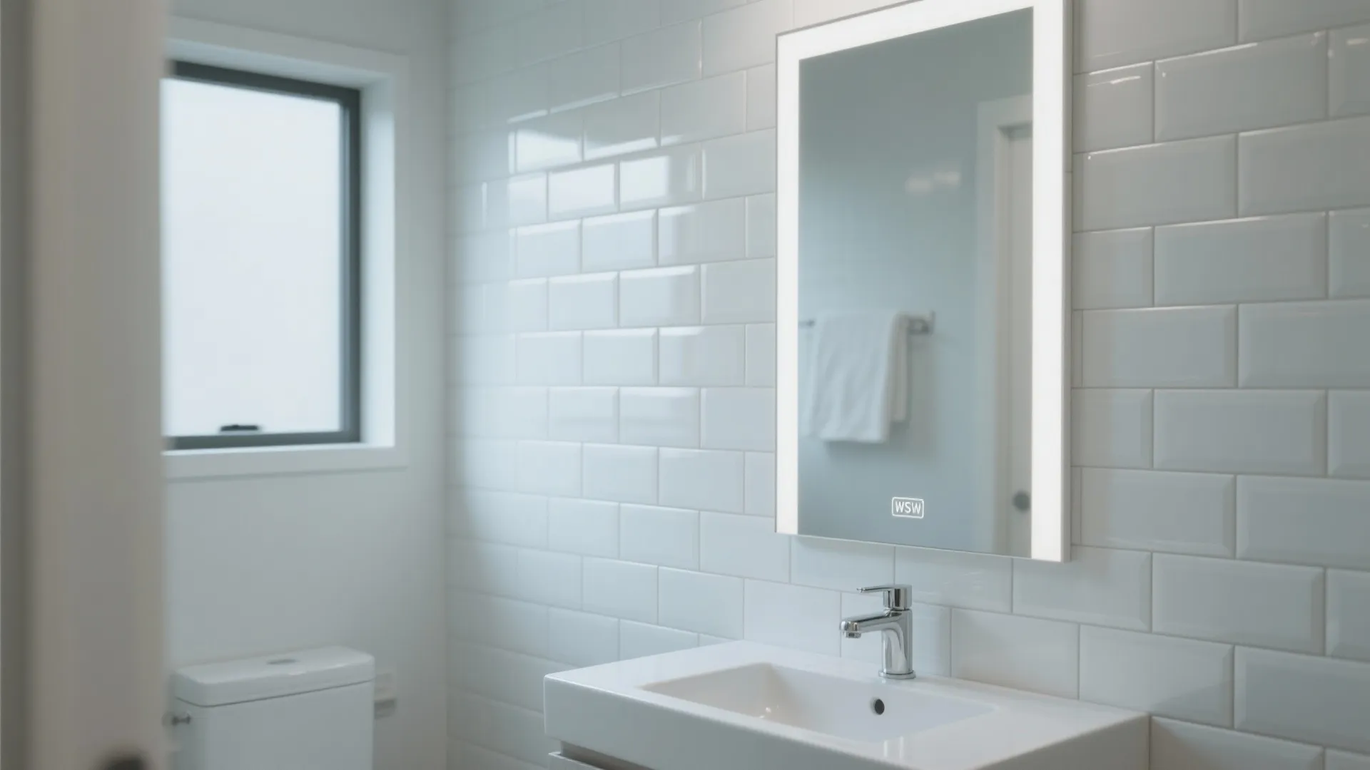 Glossy ceramic wall tiles to bounce light