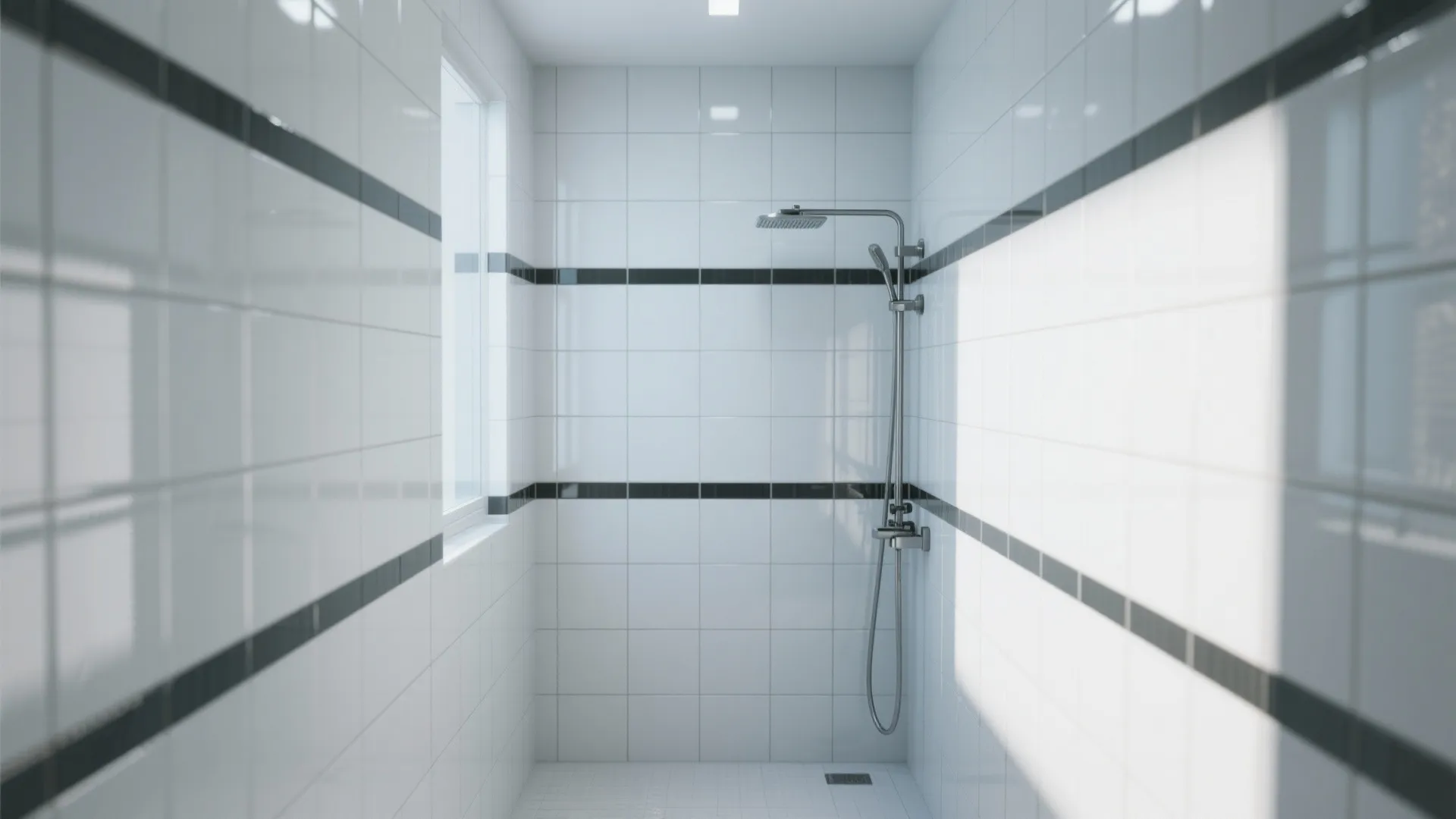 2. Glossy White with Contrasting Grout