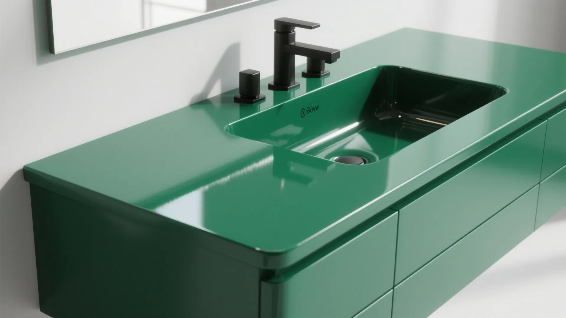 4. Glossy emerald with minimal hardware for a modern twist
