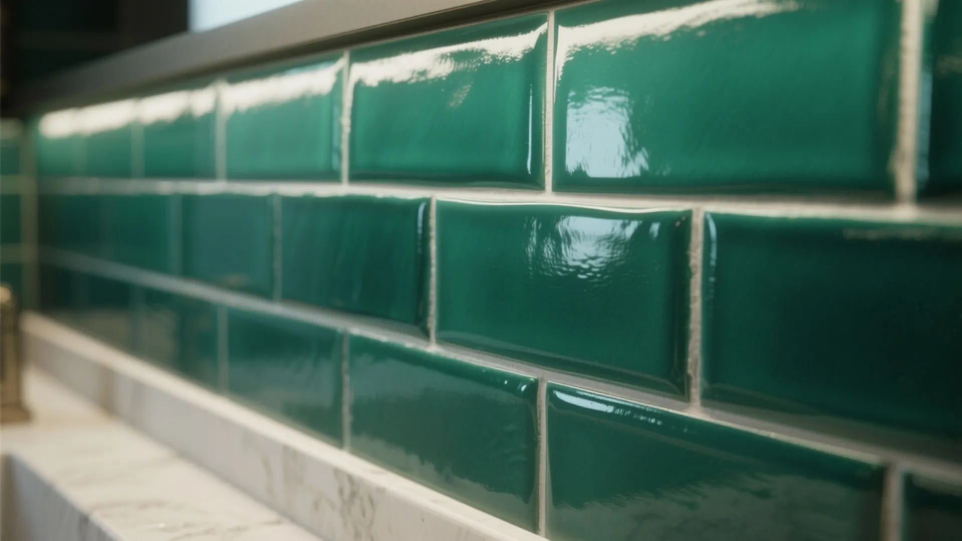 1. Glossy Subway Tiles in Deep Emerald