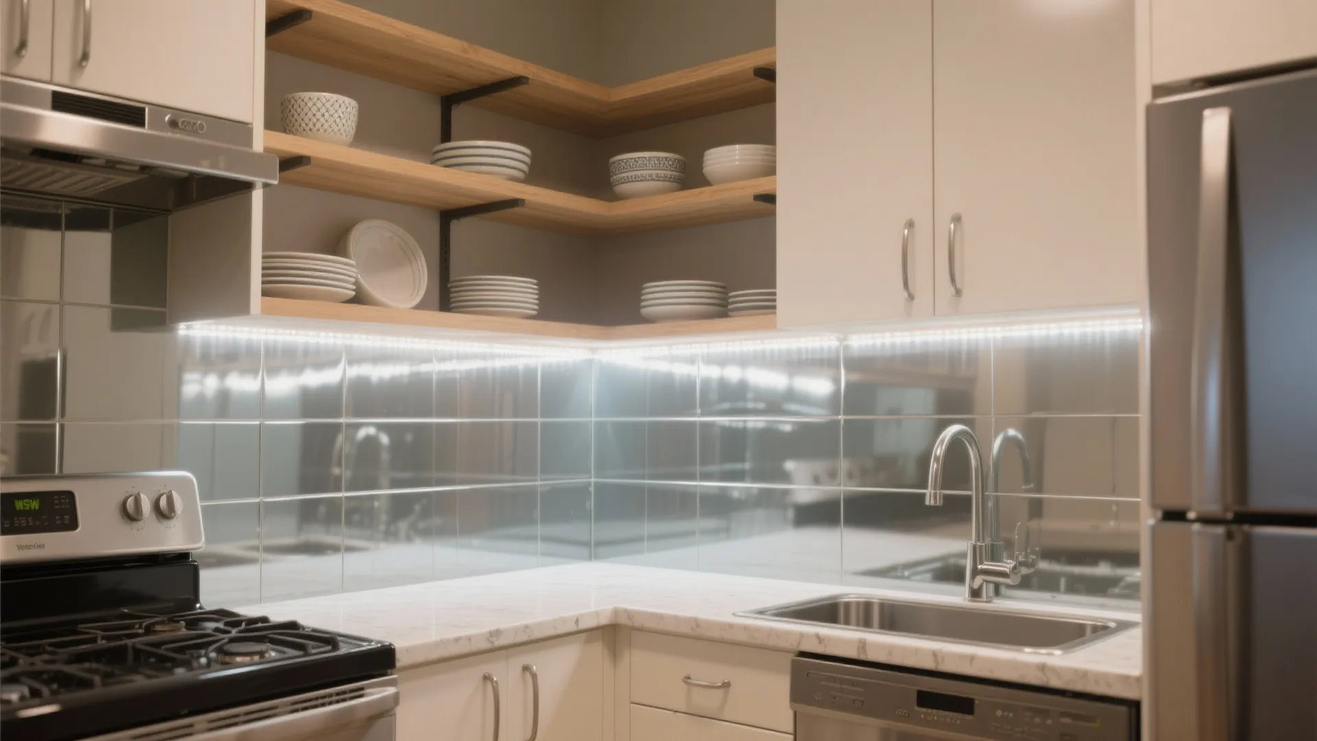 Glossy Glass-Look Wallpaper for “Live” Light Play