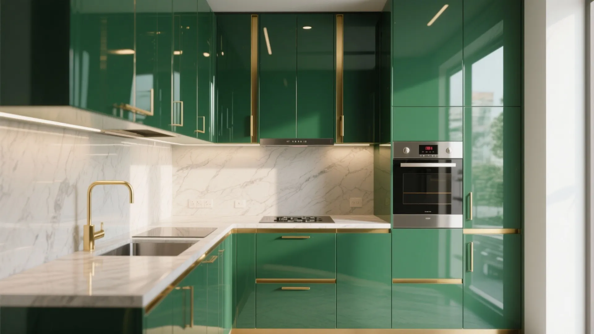 5. High-Gloss Green with Brushed Gold Details