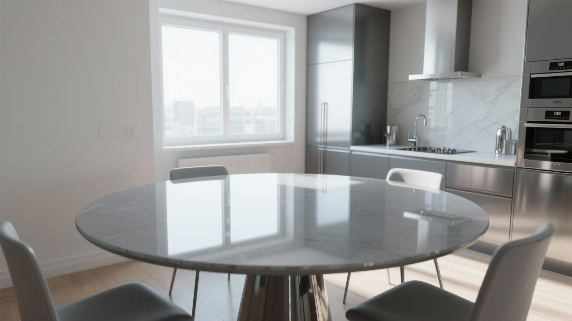 3. Go glossy grey for a compact modern feel