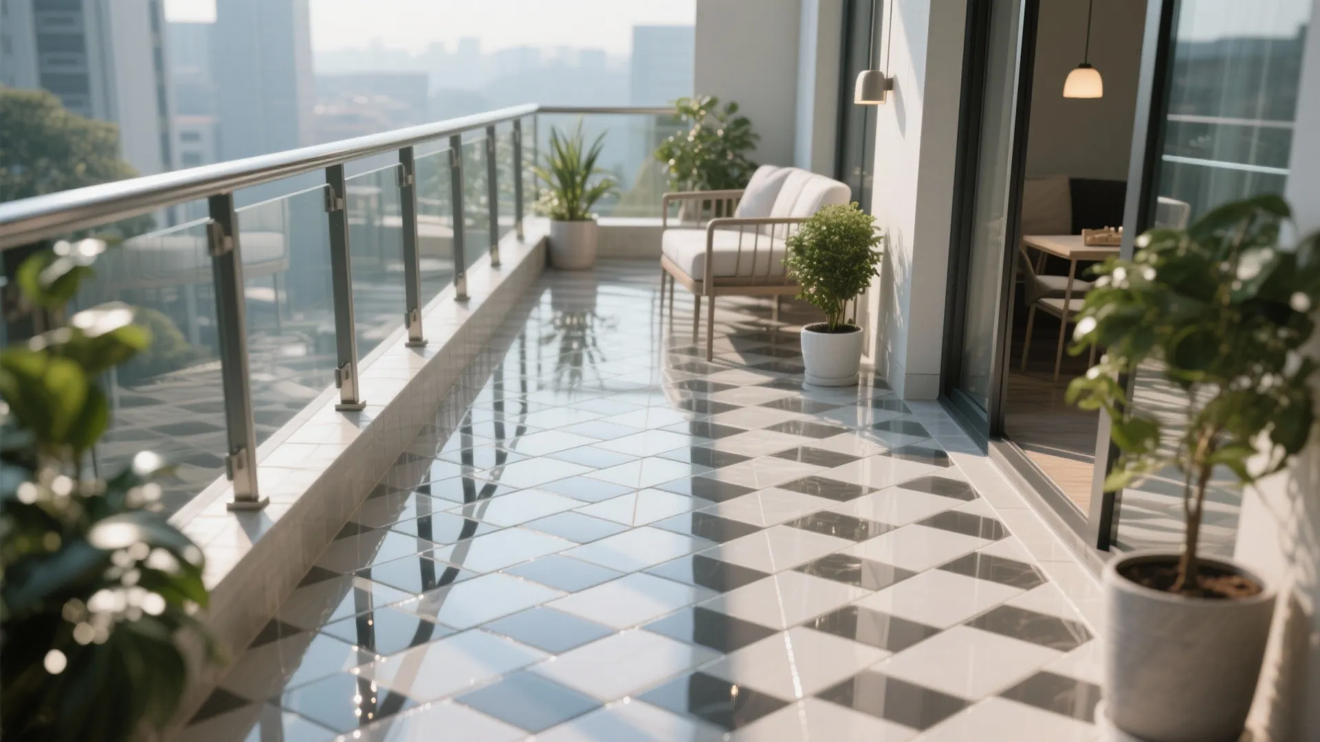 6. Glossy Ceramic with Geometric Layout