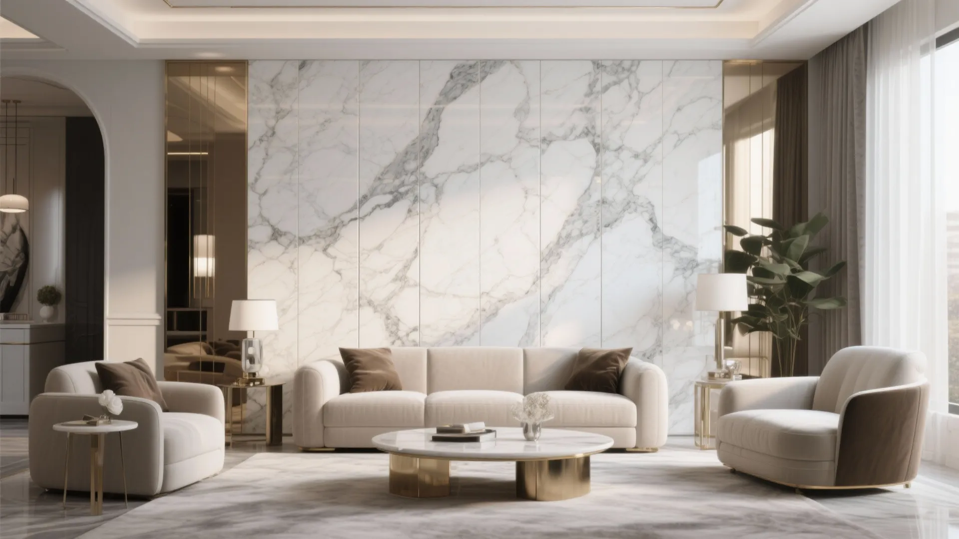 Glossy Marble-Effect Panels