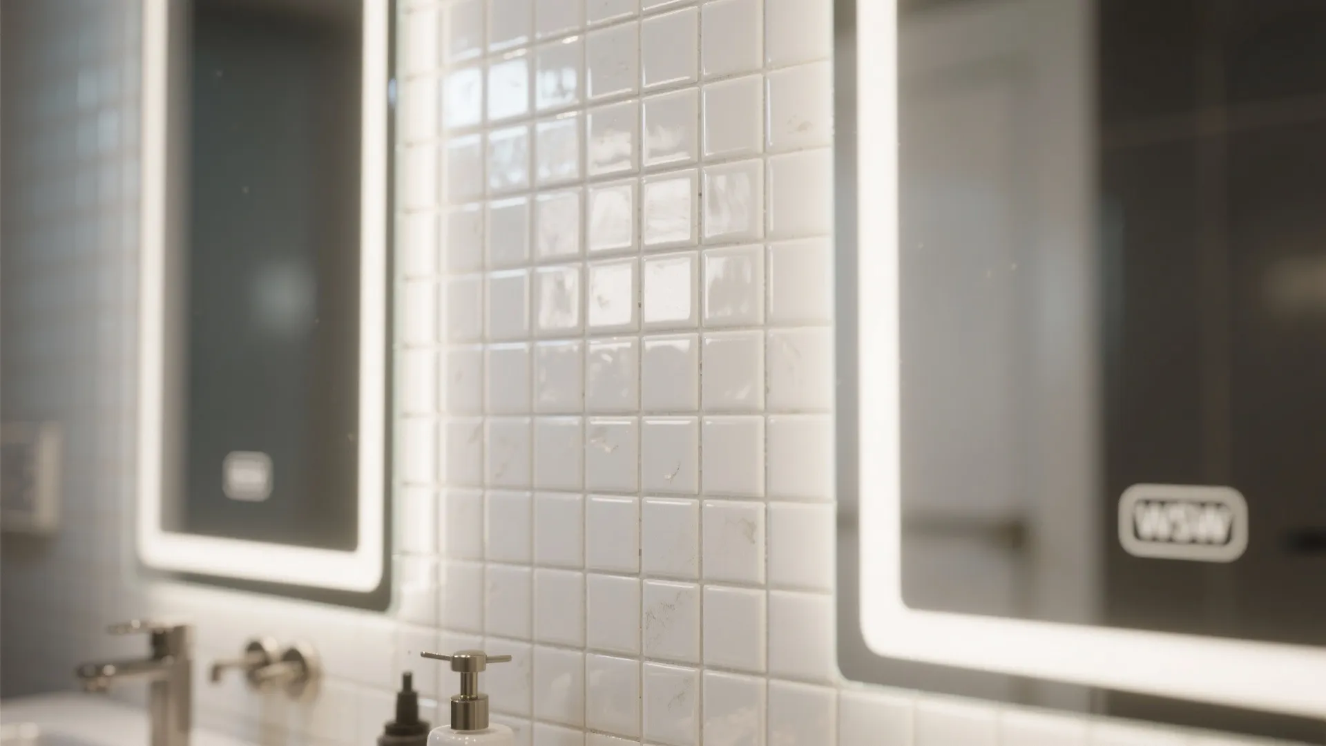 Glossy vertical mosaics to bounce light and add height