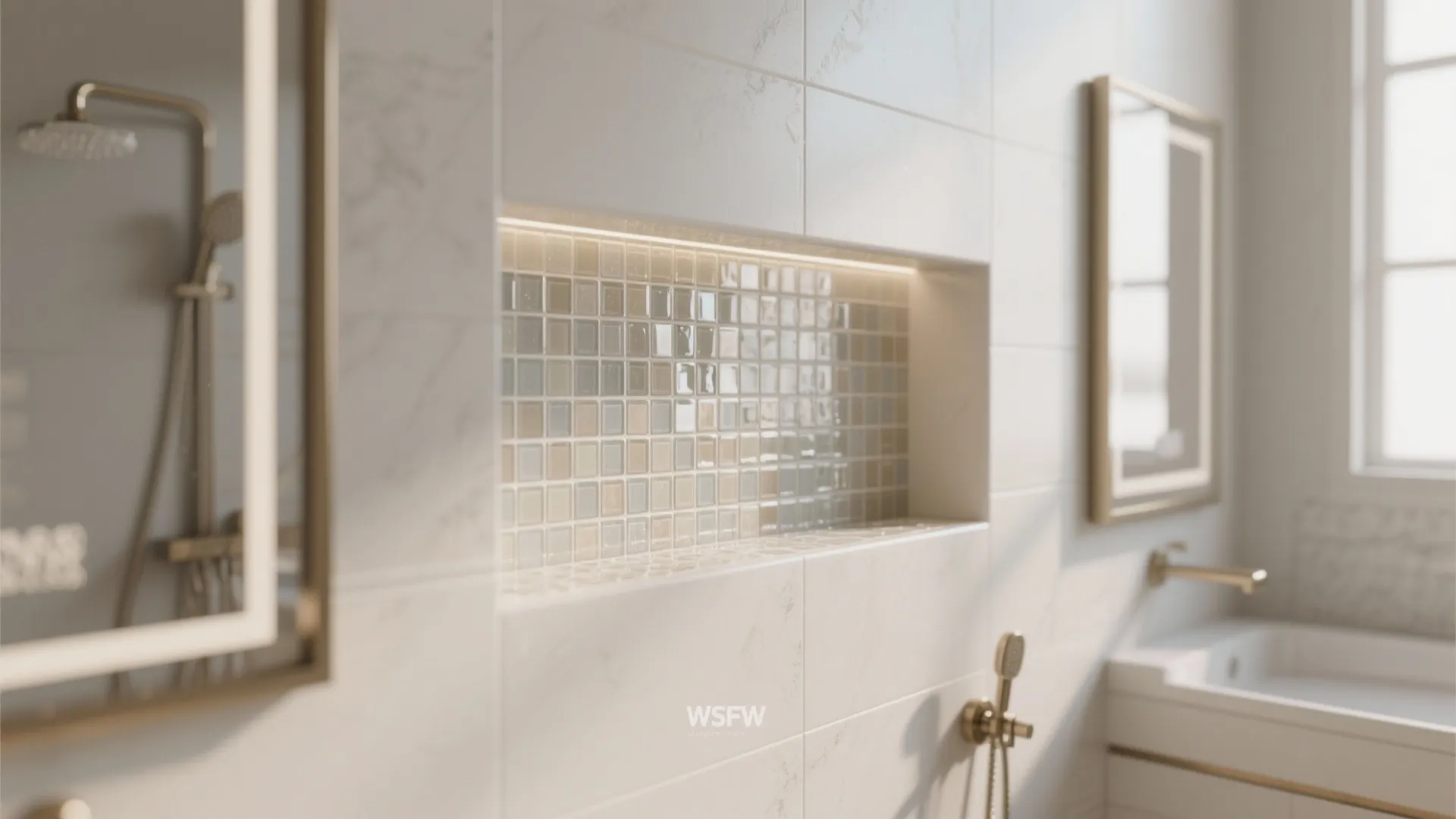Accent Glossy Mosaic: Depth and Texture in Wet Zones