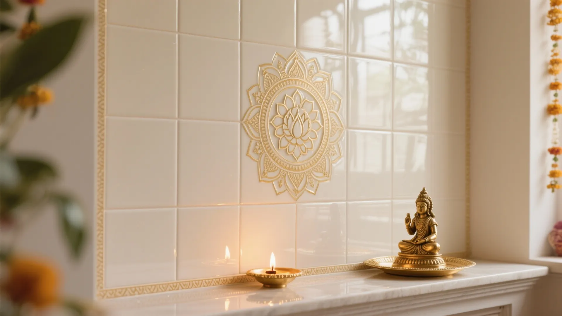 Glossy ceramic with subtle motifs