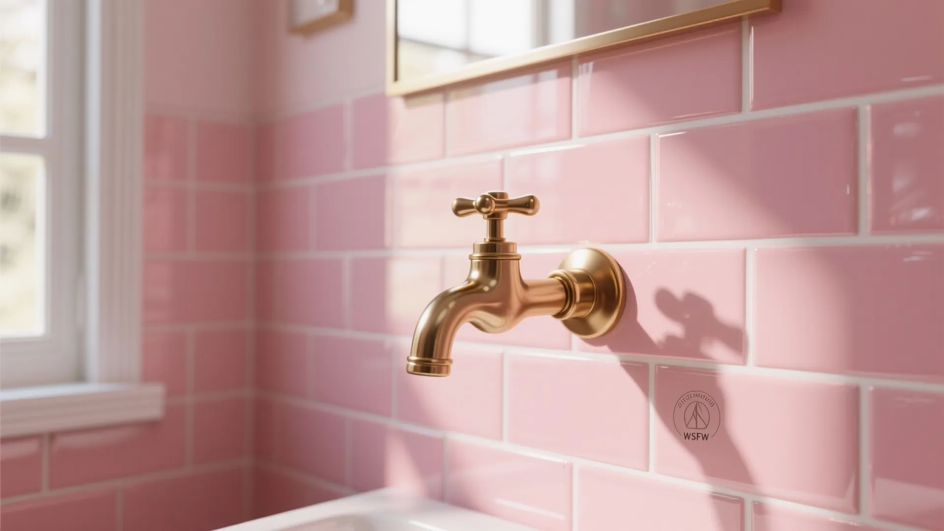 1. Glossy Pink Subway Tiles