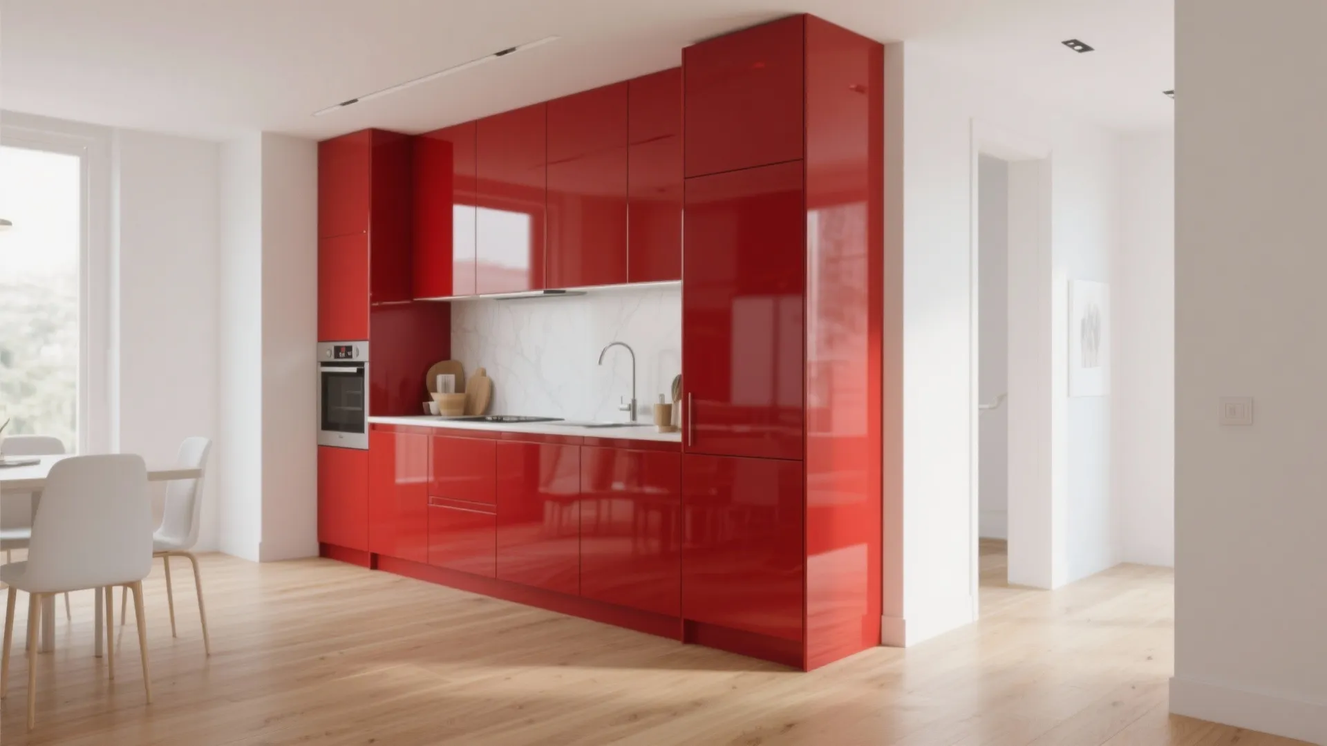 9. Glossy Red Cabinet Fronts