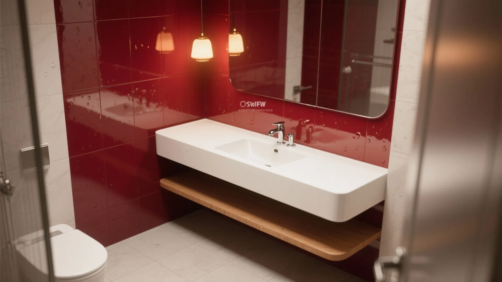 1. Glossy Ruby Accent Wall