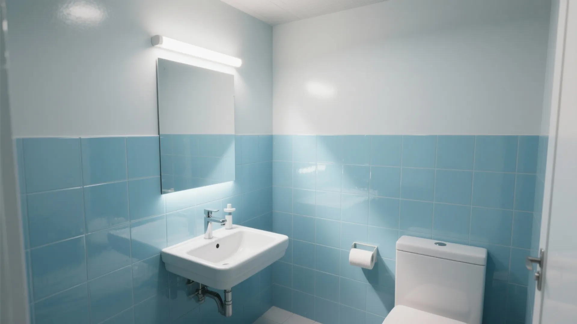Glossy sky blue wall tiles