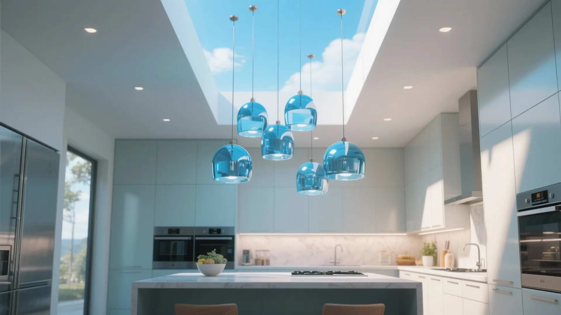 2. Glossy Sky Blue for an Airy Feel