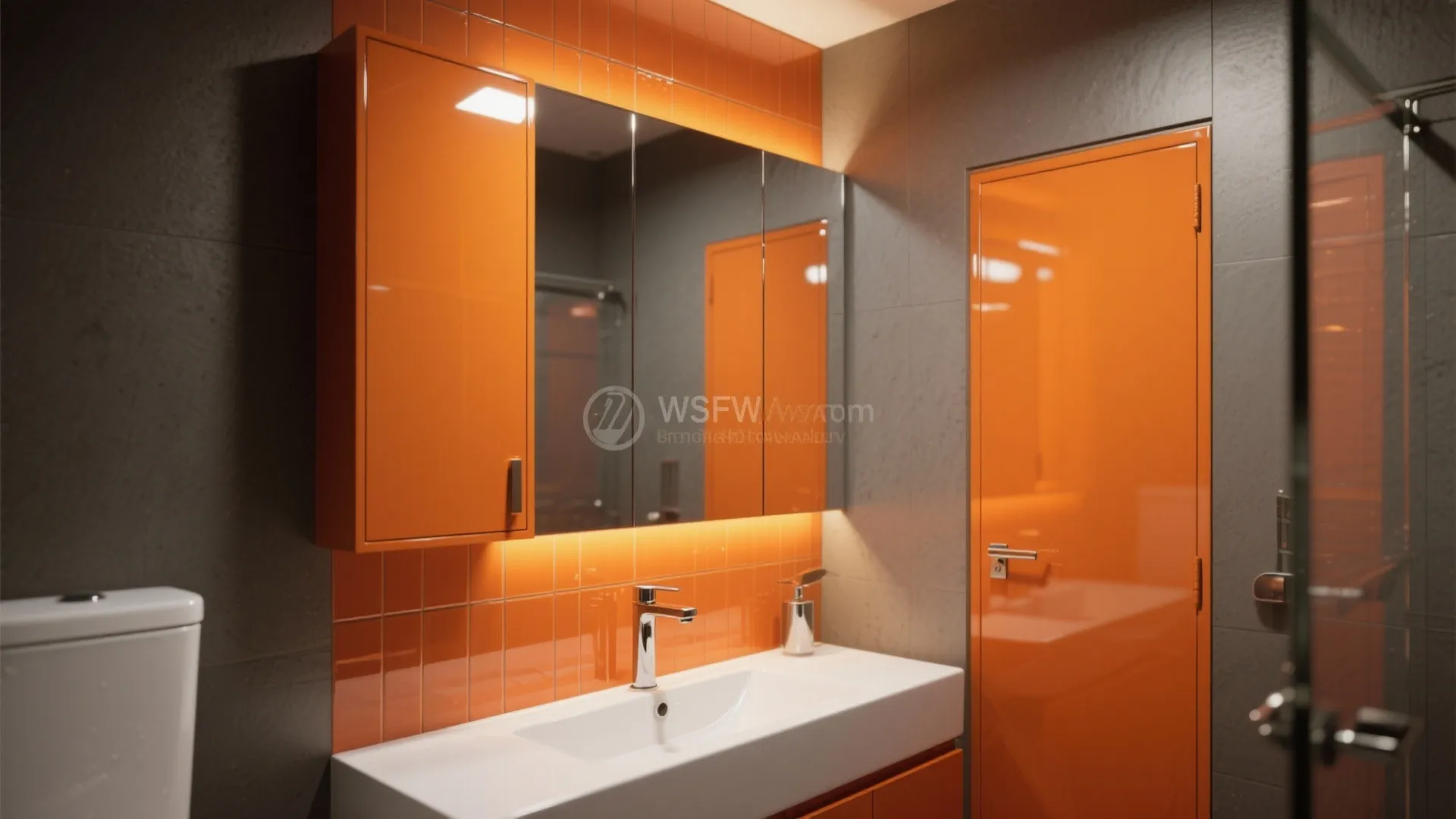 Orange Glass or High-Gloss Surface for Light and Depth